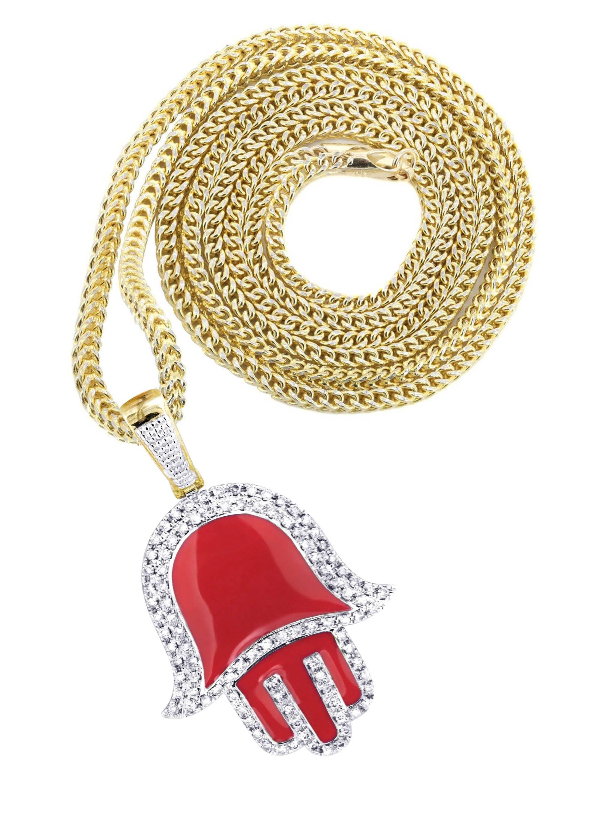 10K Yellow Gold Hamsa Diamond Necklace | 0.8 Carats