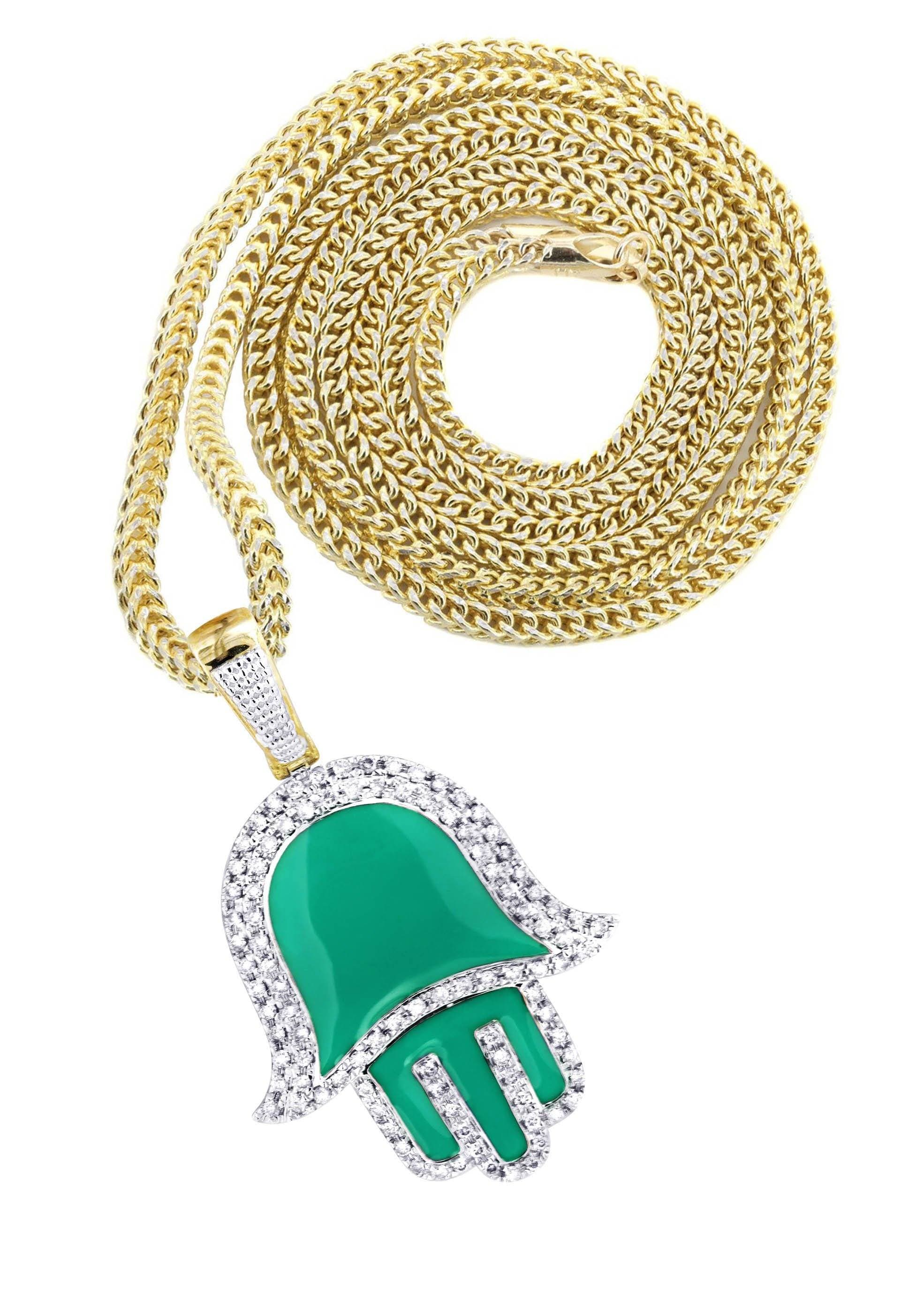 10K Yellow Gold Hamsa Diamond Necklace | 0.8 Carats