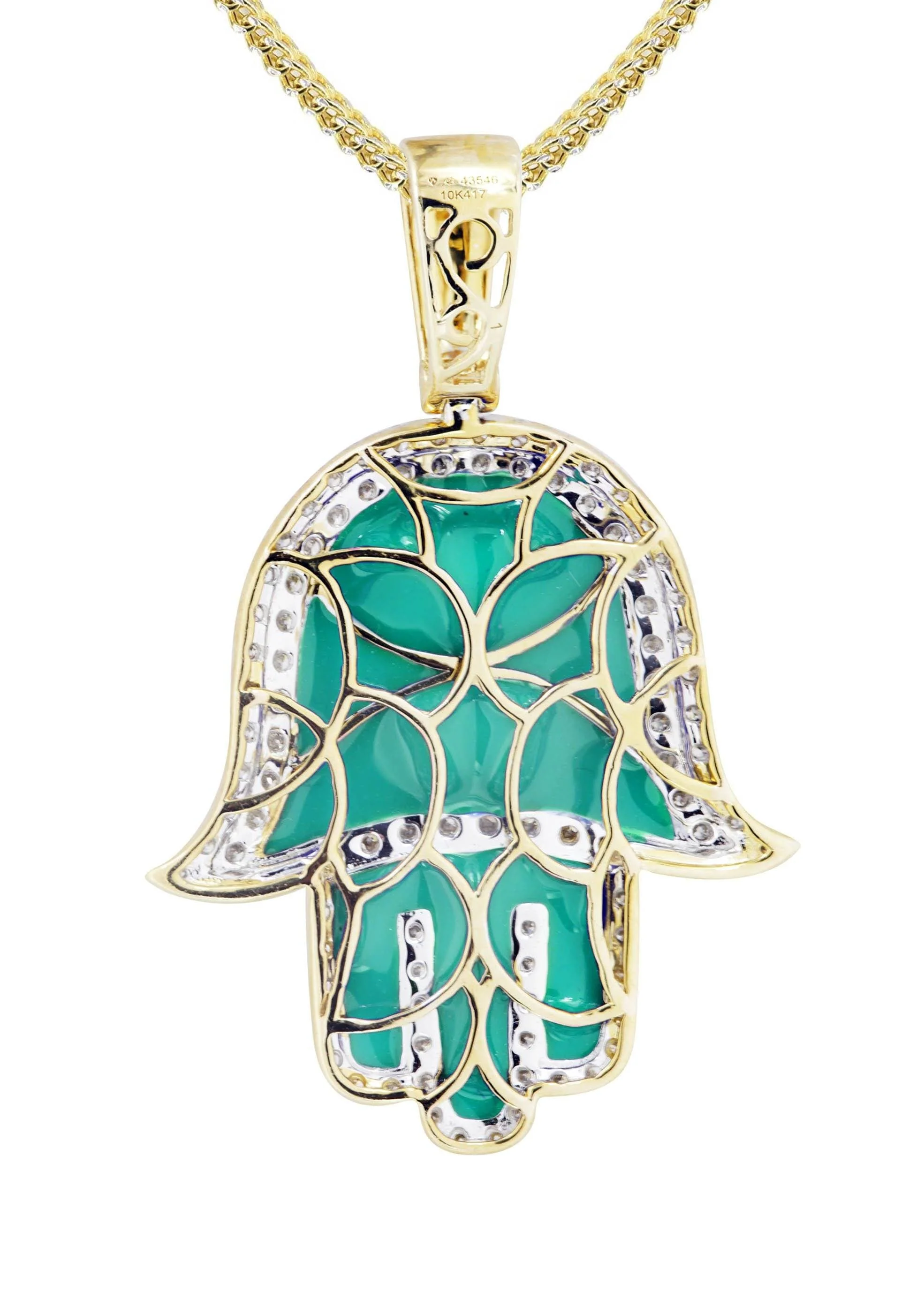 10K Yellow Gold Hamsa Diamond Necklace | 0.8 Carats - Image 3