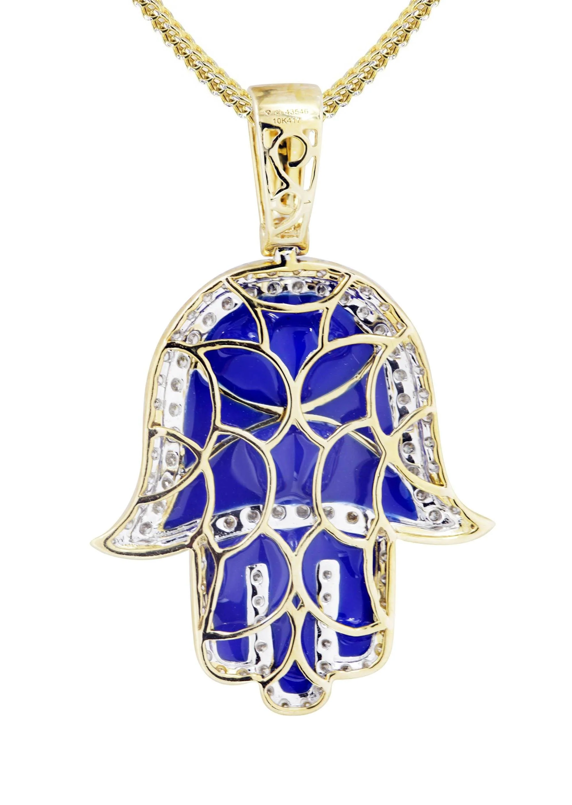 10K Yellow Gold Hamsa Diamond Necklace  | 0.8 Carats - Image 3