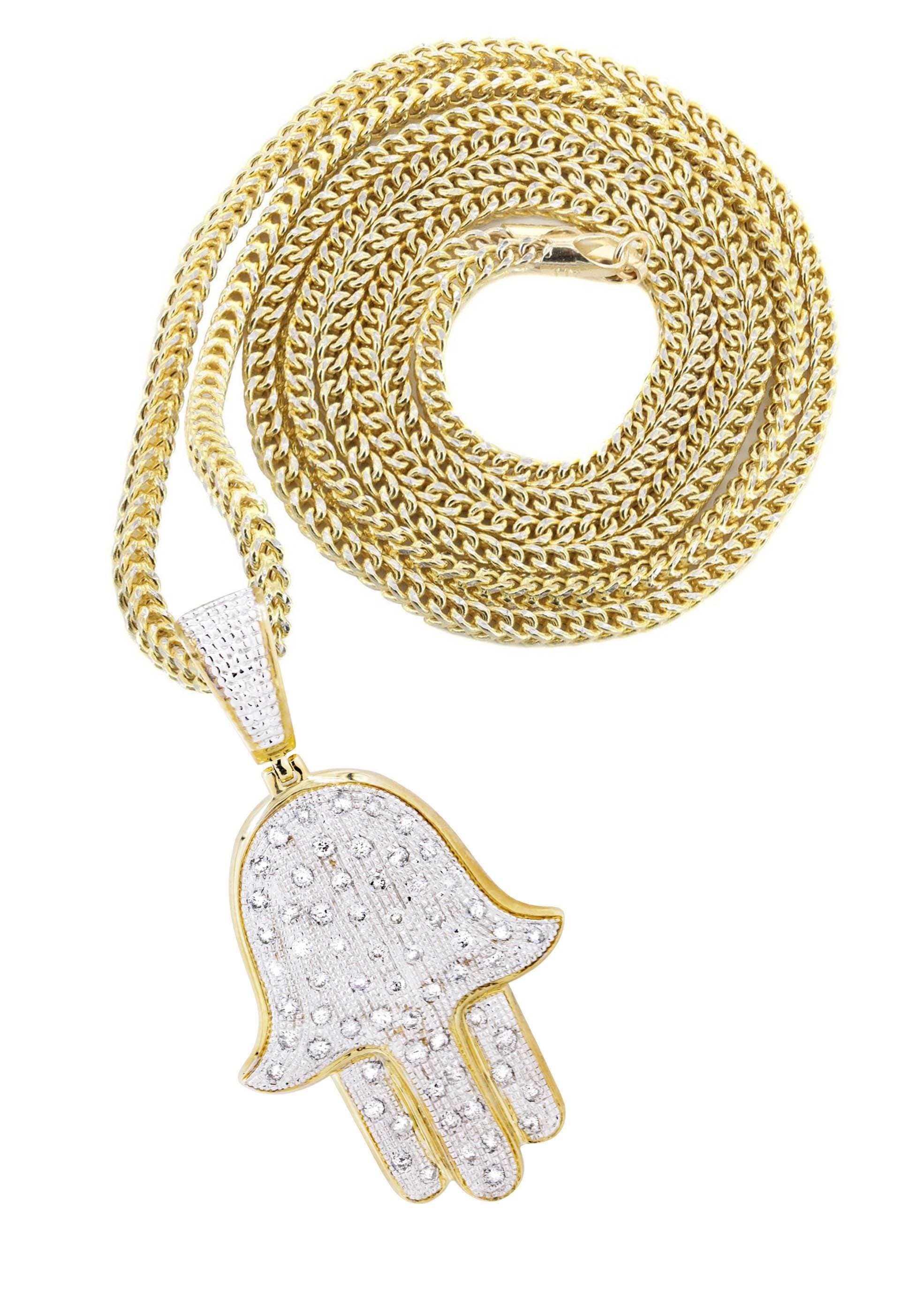 10K Yellow Gold Hamsa Diamond Necklace | 1.09 Carats
