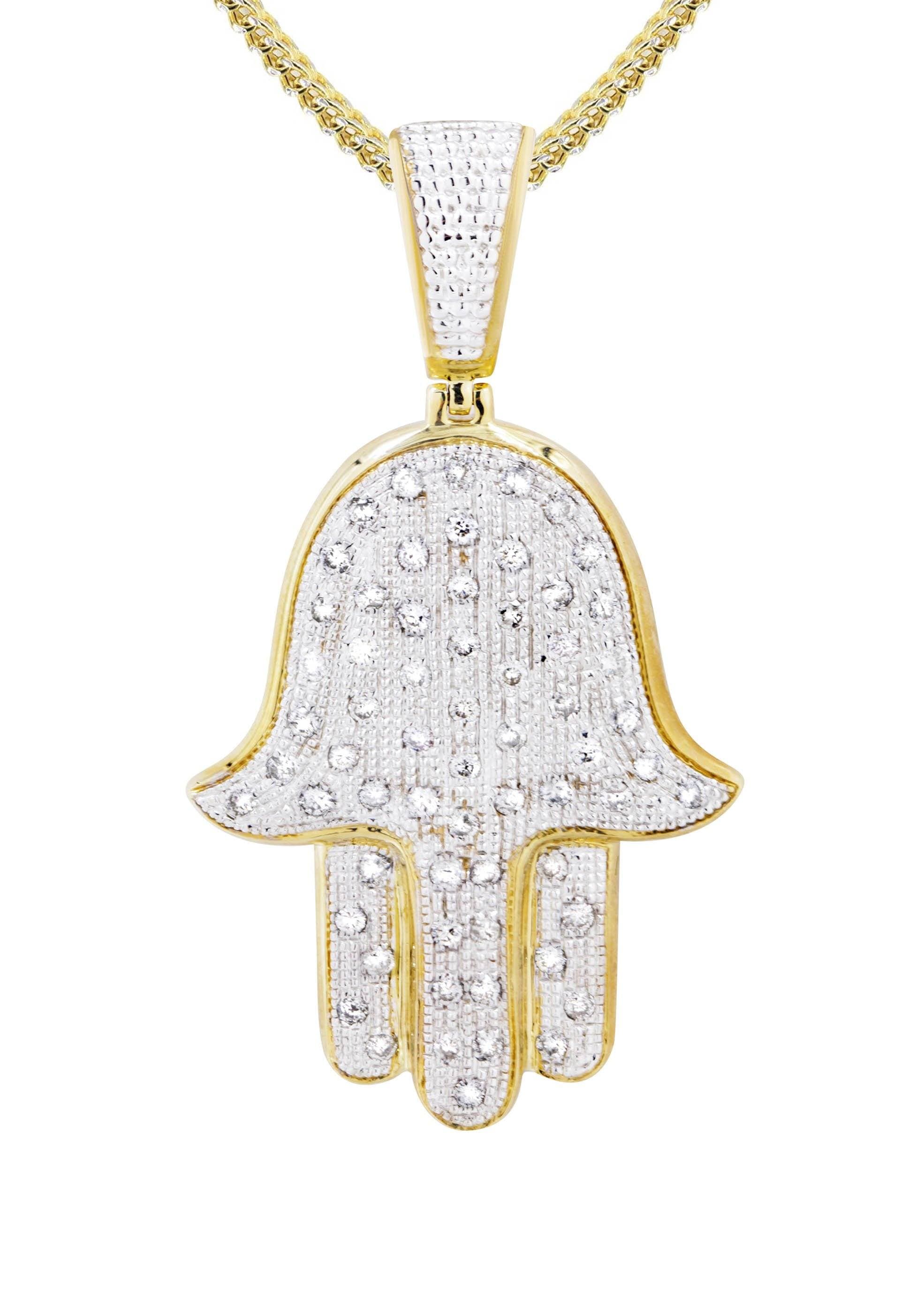 10K Yellow Gold Hamsa Diamond Necklace | 1.09 Carats - Image 2