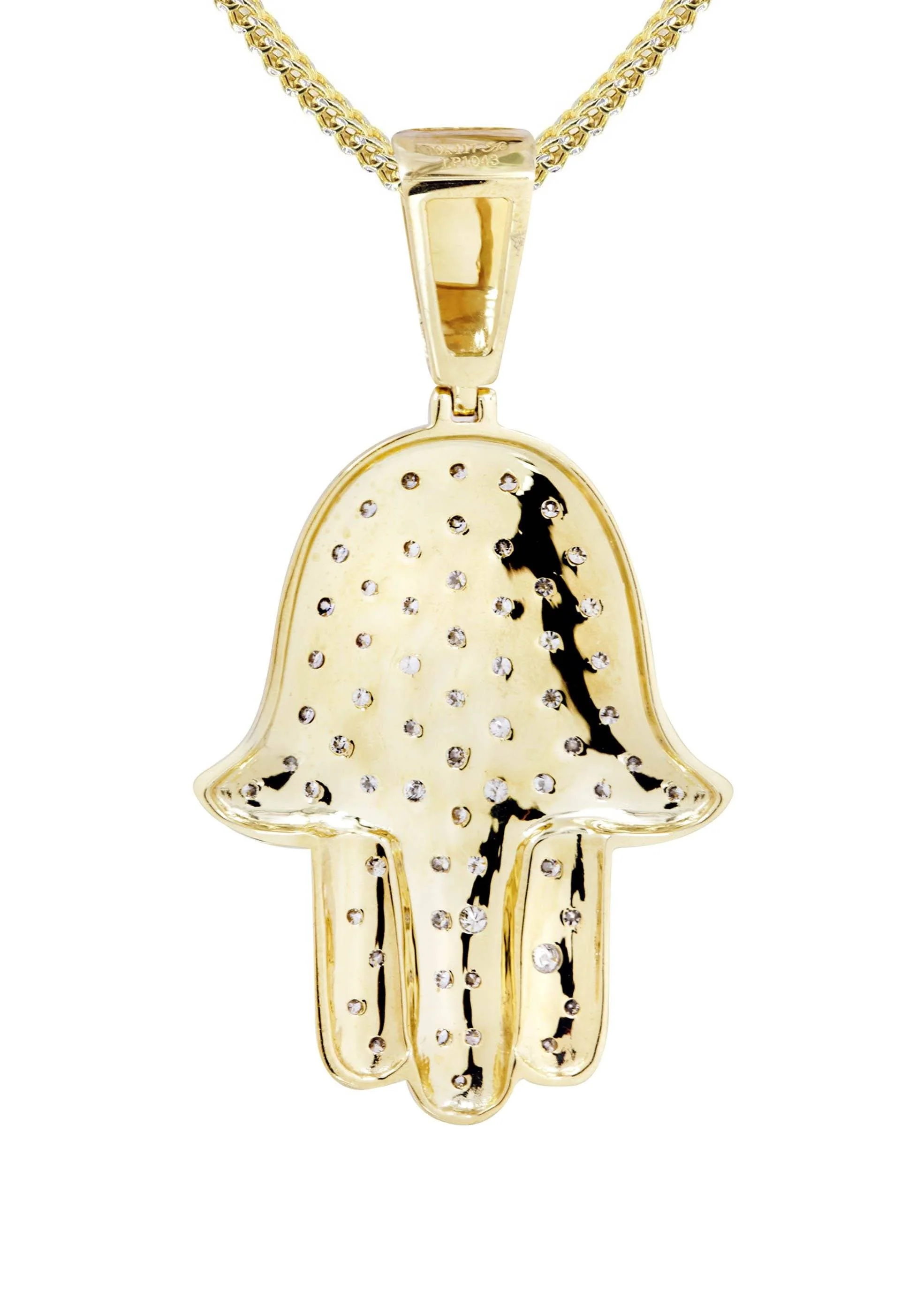 10K Yellow Gold Hamsa Diamond Necklace | 1.09 Carats - Image 3