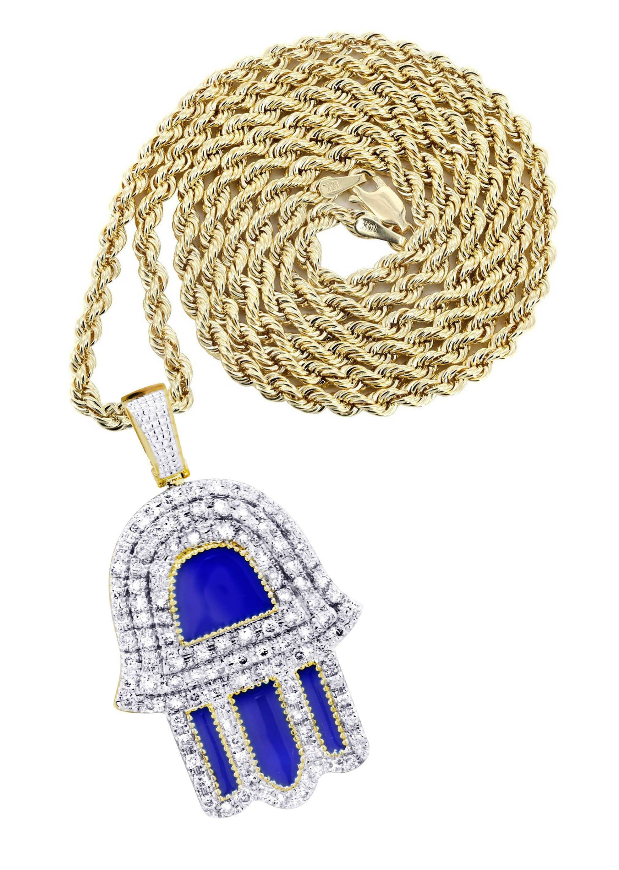 10K Yellow Gold Hamsa Diamond Necklace | 0.76 Carats