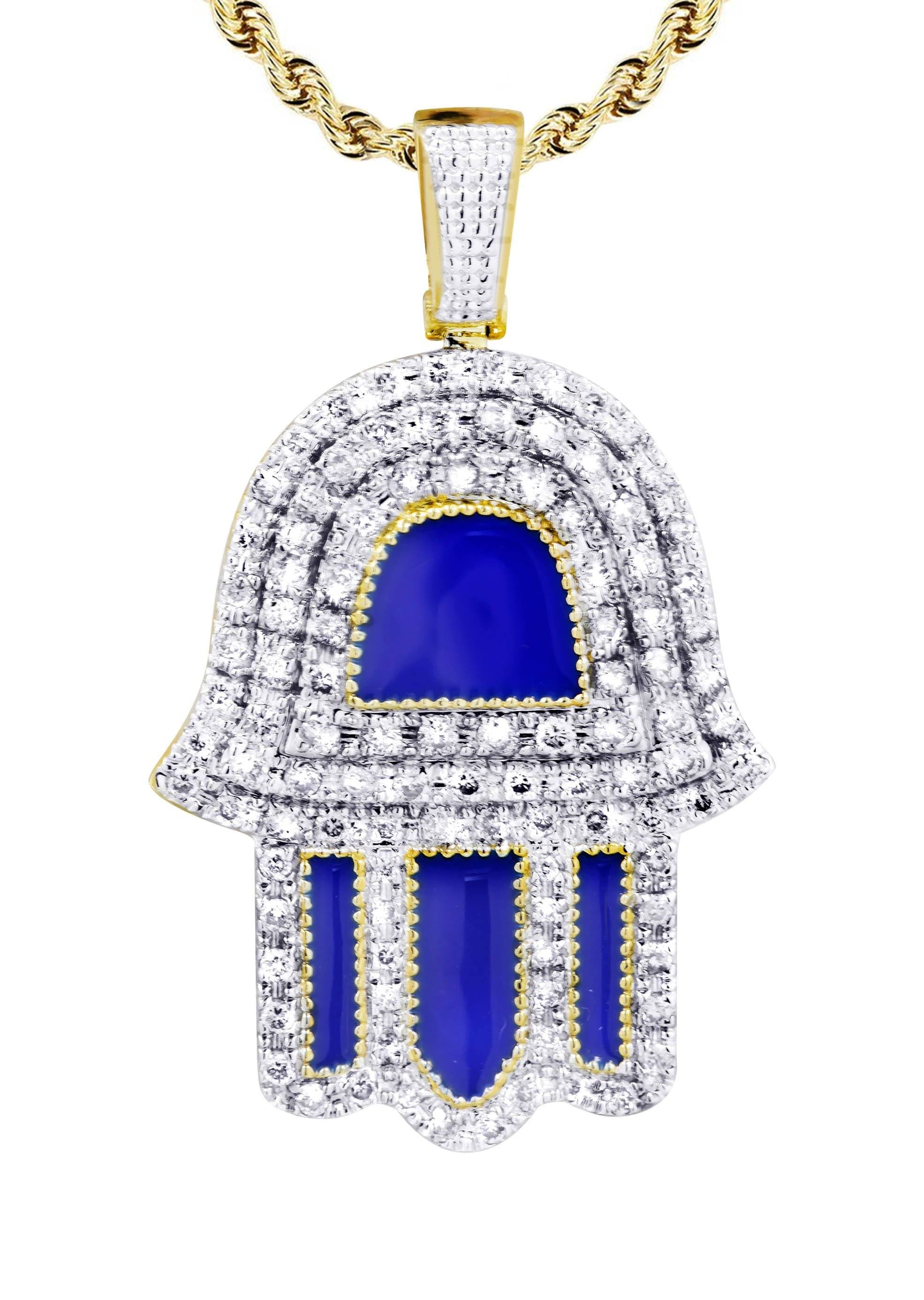 10K Yellow Gold Hamsa Diamond Necklace | 0.76 Carats - Image 2