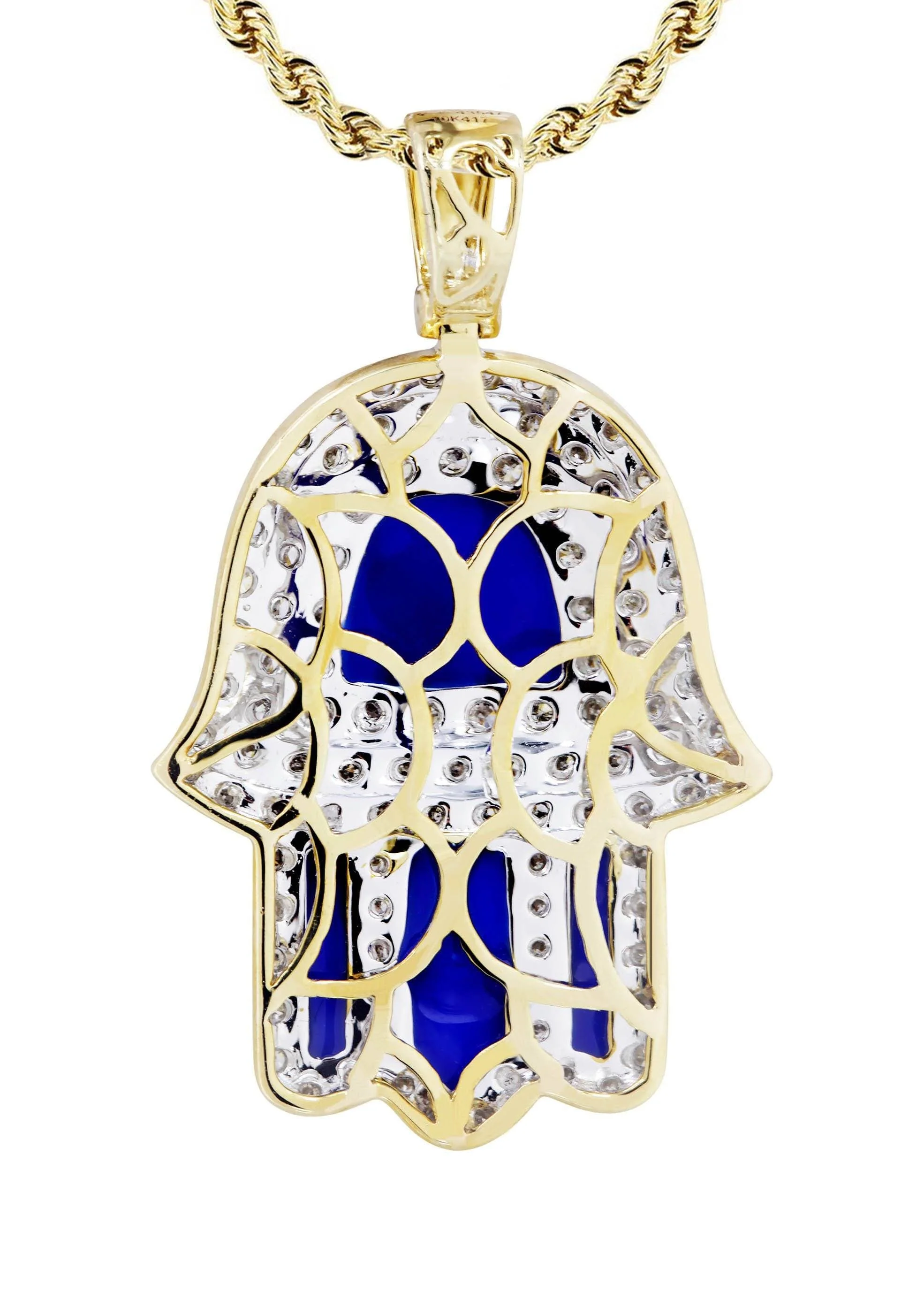 10K Yellow Gold Hamsa Diamond Necklace | 0.76 Carats - Image 3