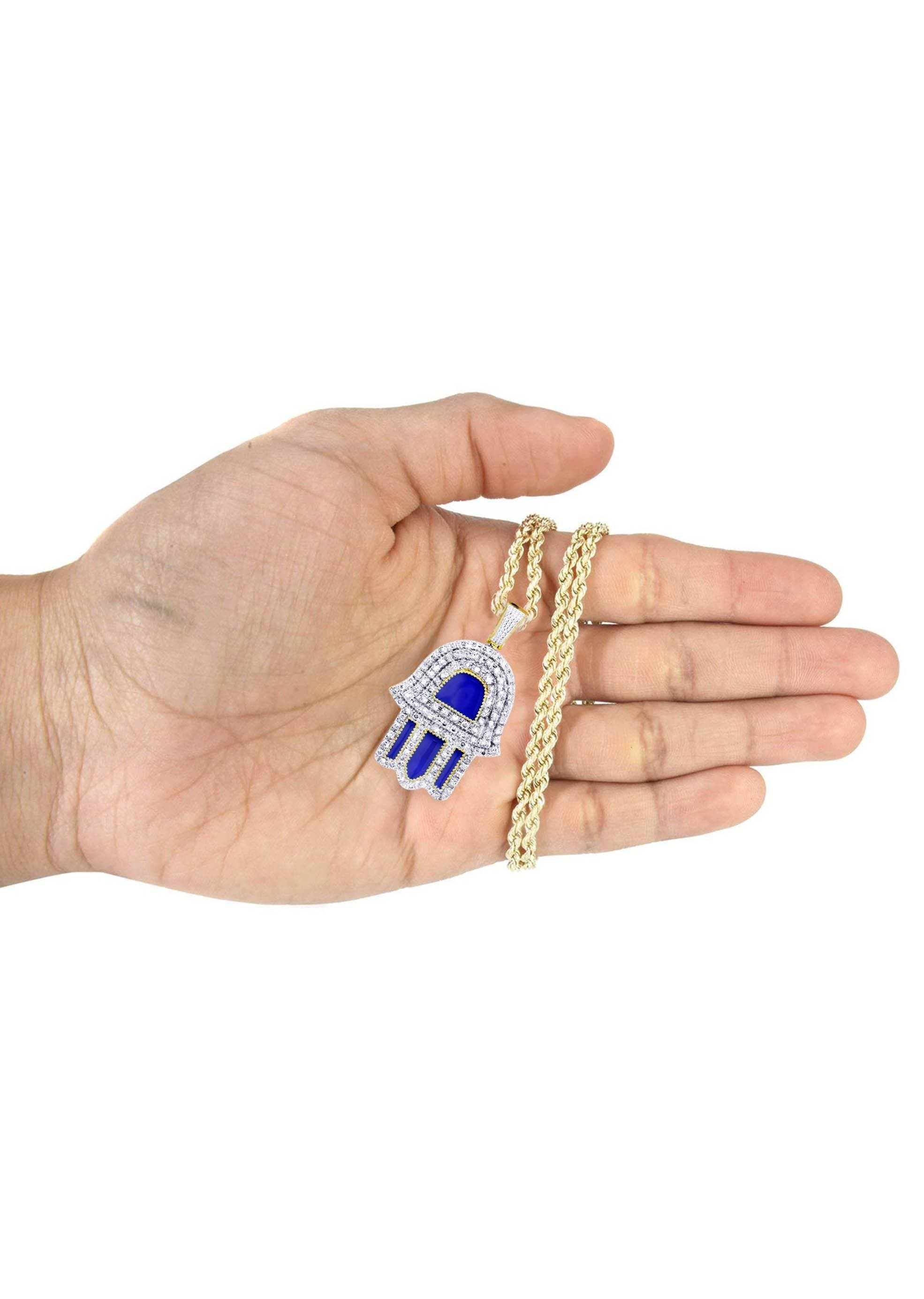 10K Yellow Gold Hamsa Diamond Necklace | 0.76 Carats - Image 5