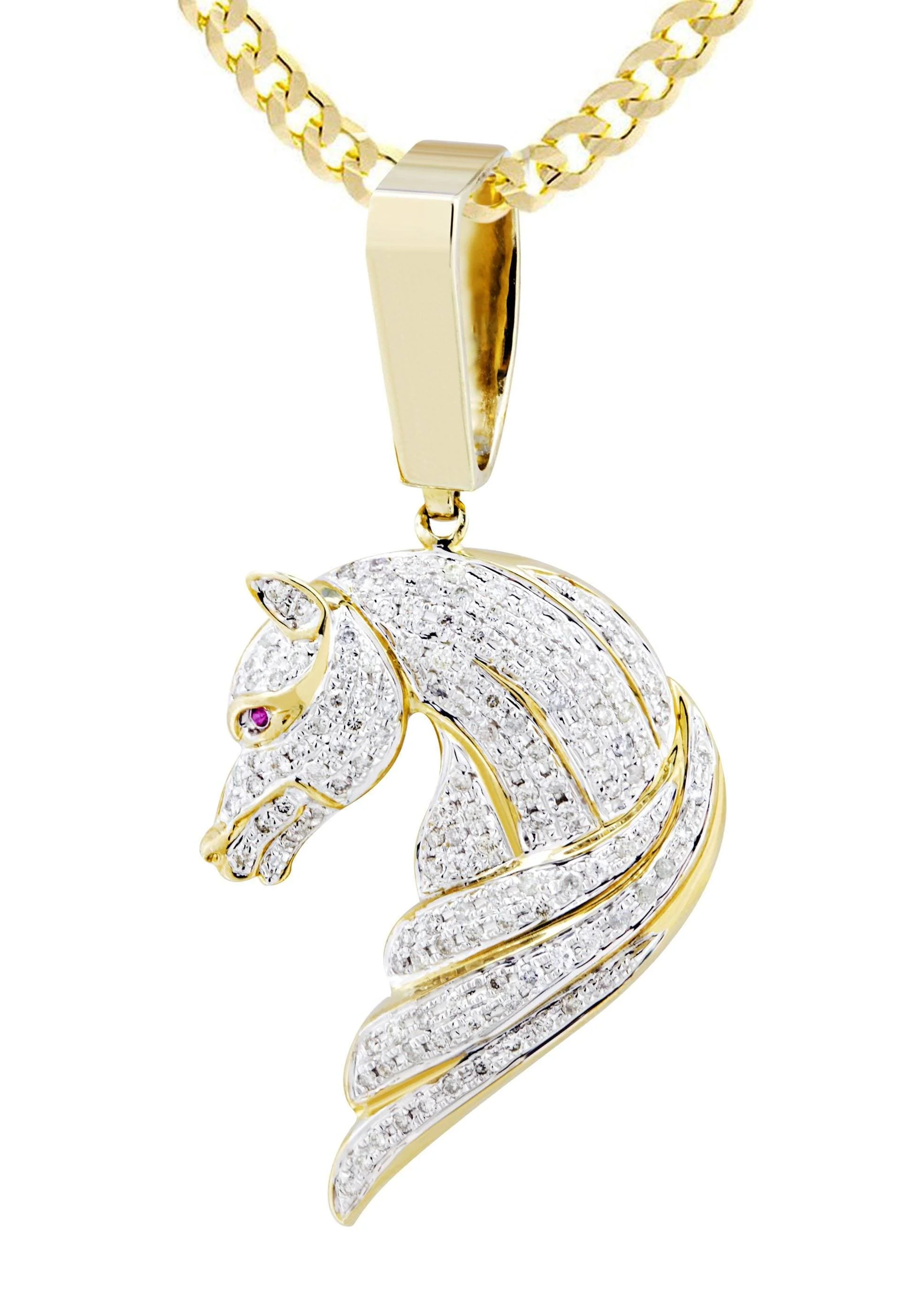 10K Yellow Gold Horse Diamond Necklace | 1.07 Carats - Image 2