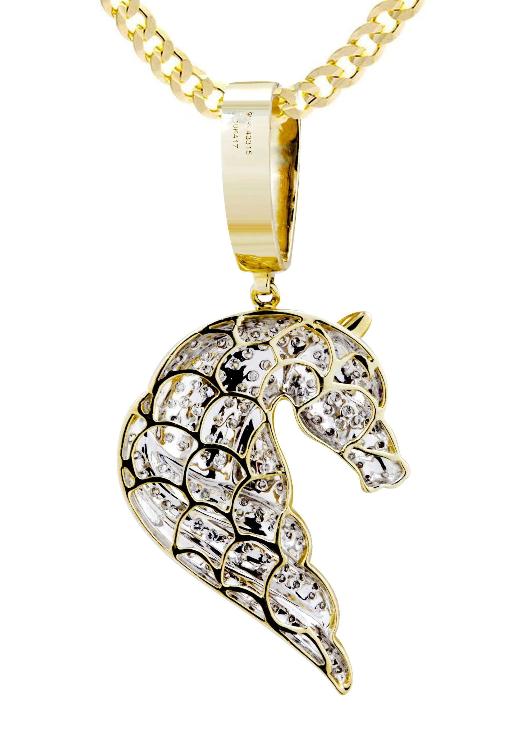 10K Yellow Gold Horse Diamond Necklace | 1.07 Carats - Image 3