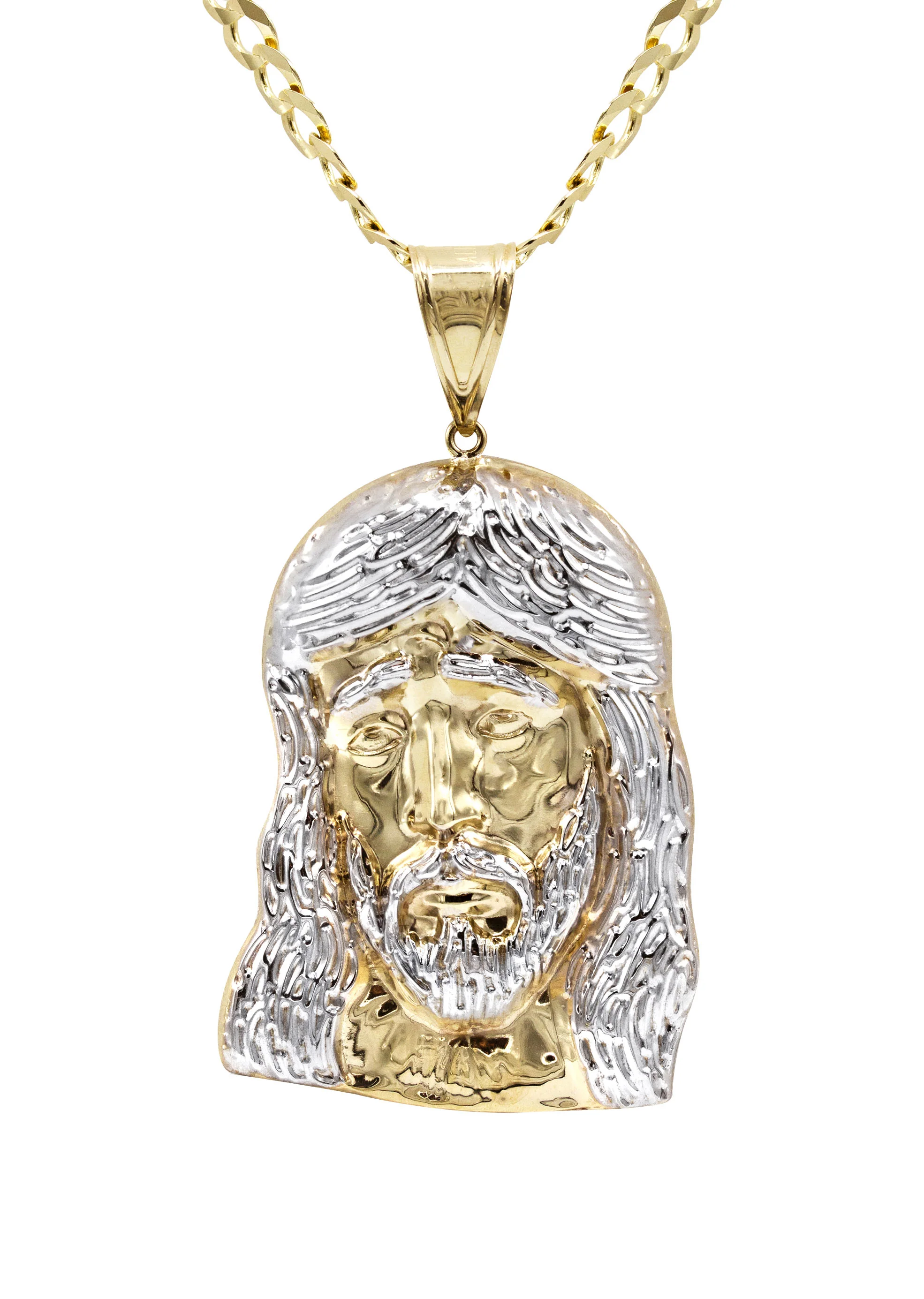 10K Yellow Gold Jesus Head Necklace | Small 8 Grams - Large 24 Grams - Image 2