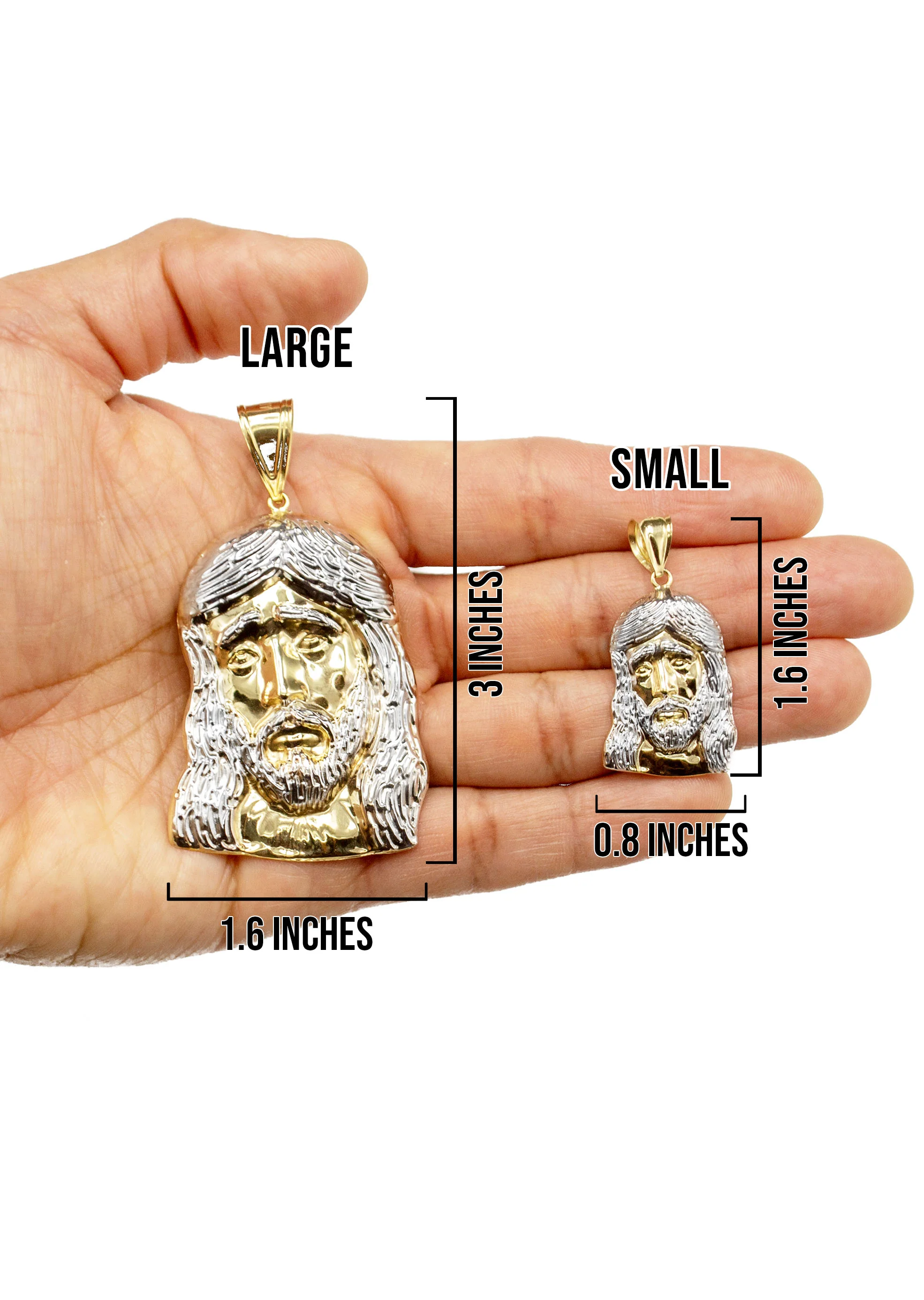 10K Yellow Gold Jesus Head Necklace | Small 8 Grams - Large 24 Grams - Image 5