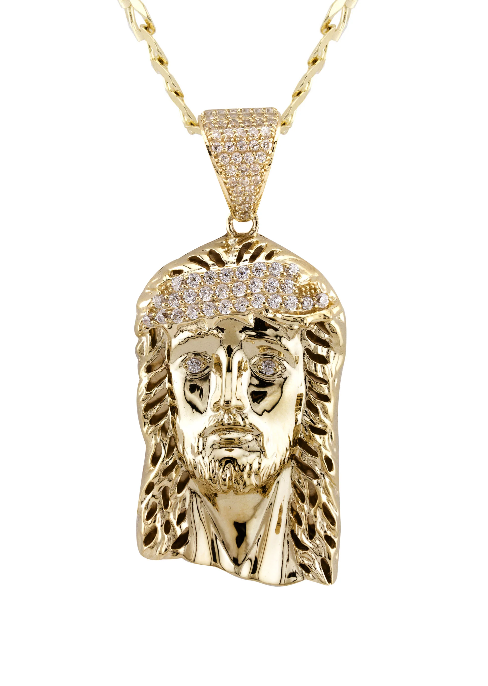10K Yellow Gold Jesus Head Necklace | Small 7 Grams - Large 22 Grams - Image 2