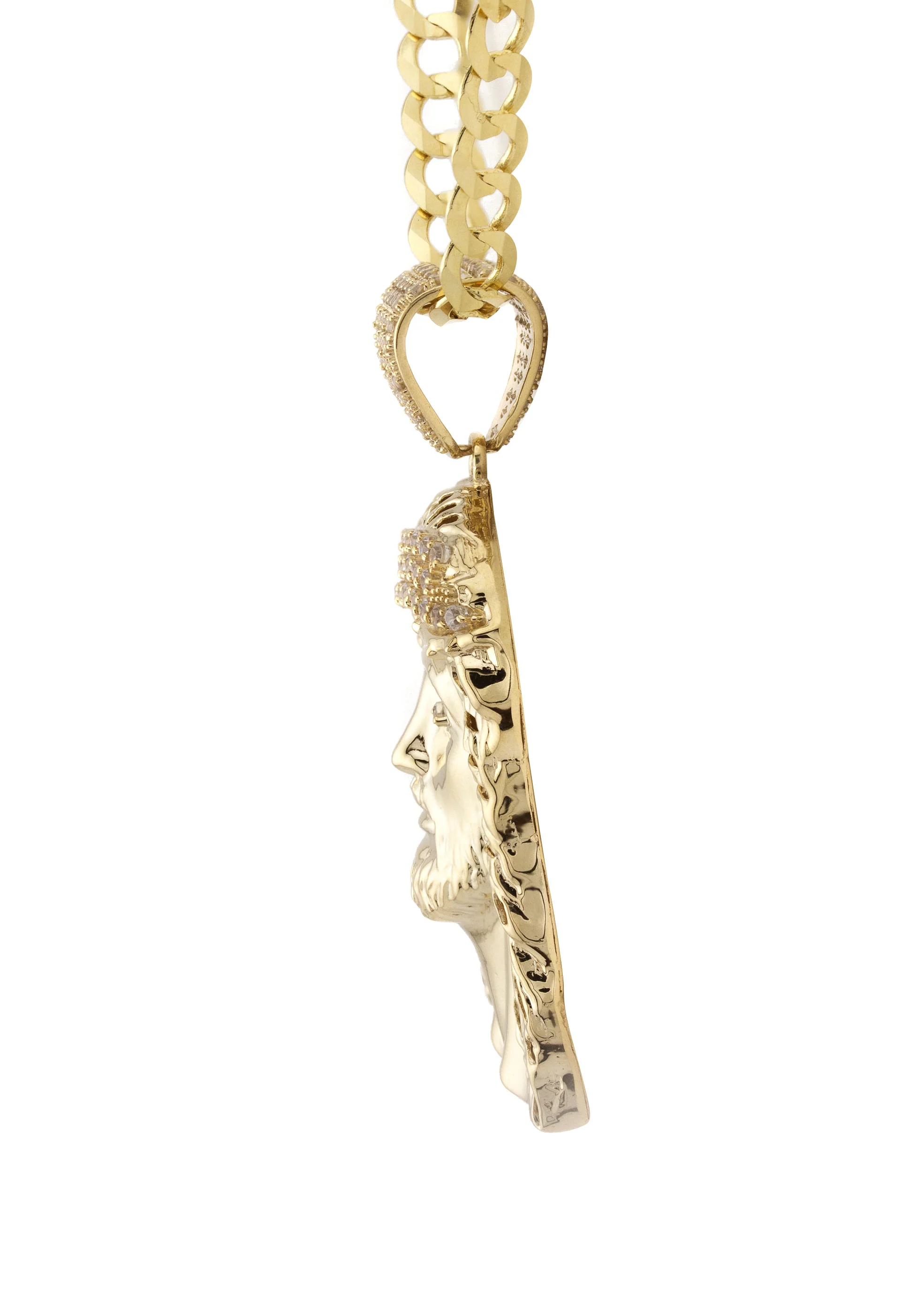 10K Yellow Gold Jesus Head Necklace | Small 7 Grams - Large 22 Grams - Image 3