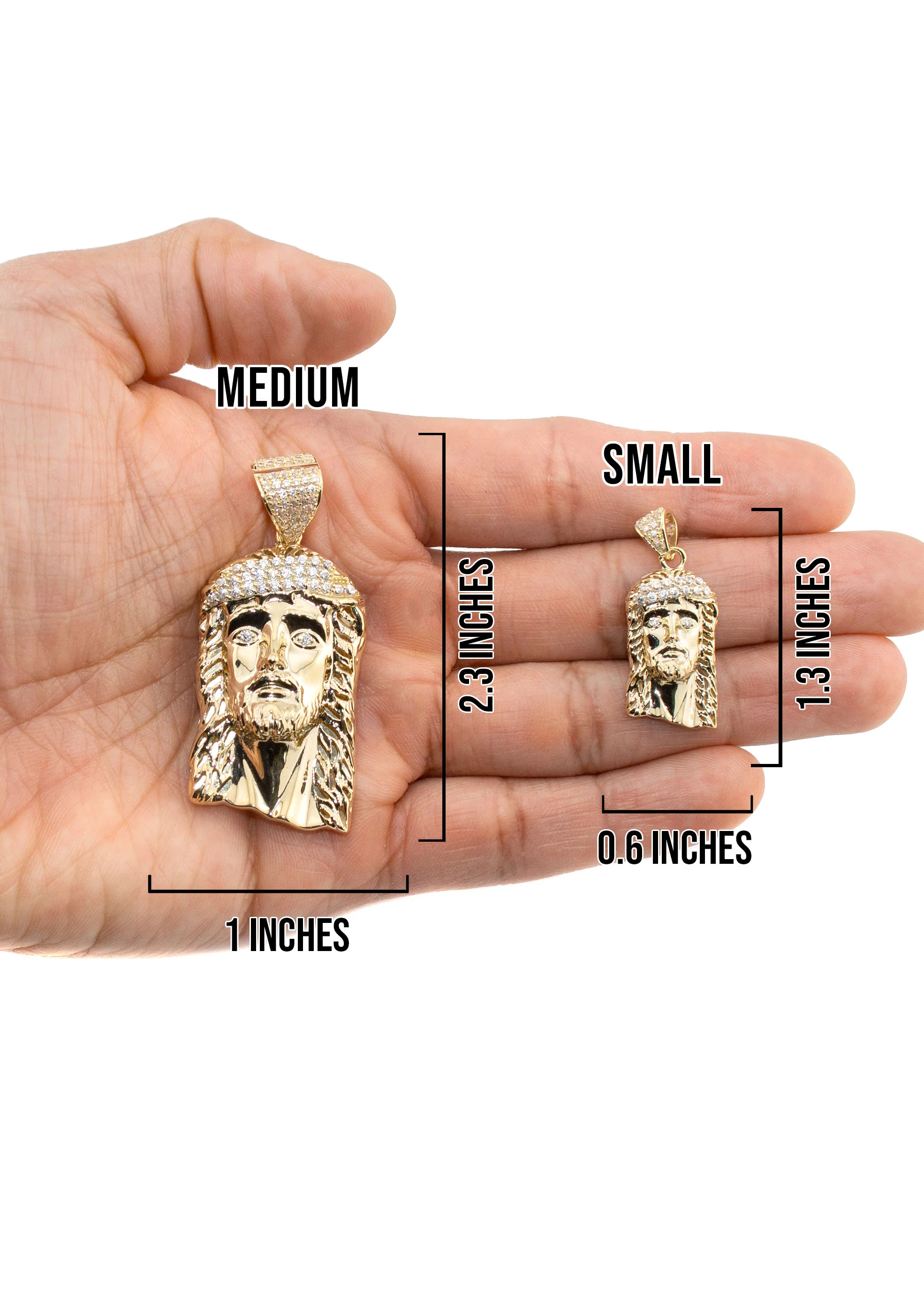 10K Yellow Gold Jesus Head Necklace | Small 7 Grams - Large 22 Grams - Image 5