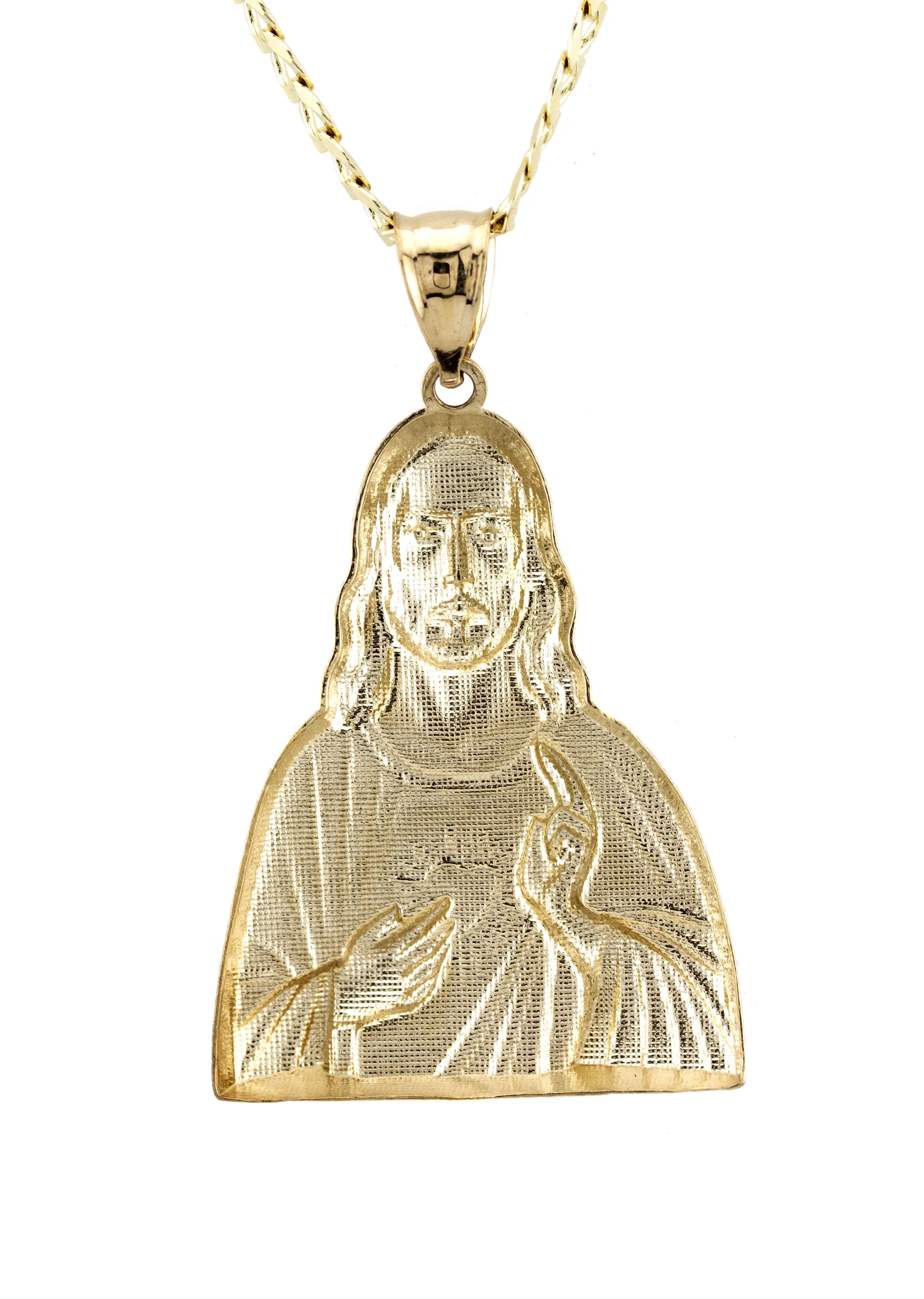 10K Yellow Gold Jesus Head Necklace | Small 8 Grams - Large 17 Grams - Image 3
