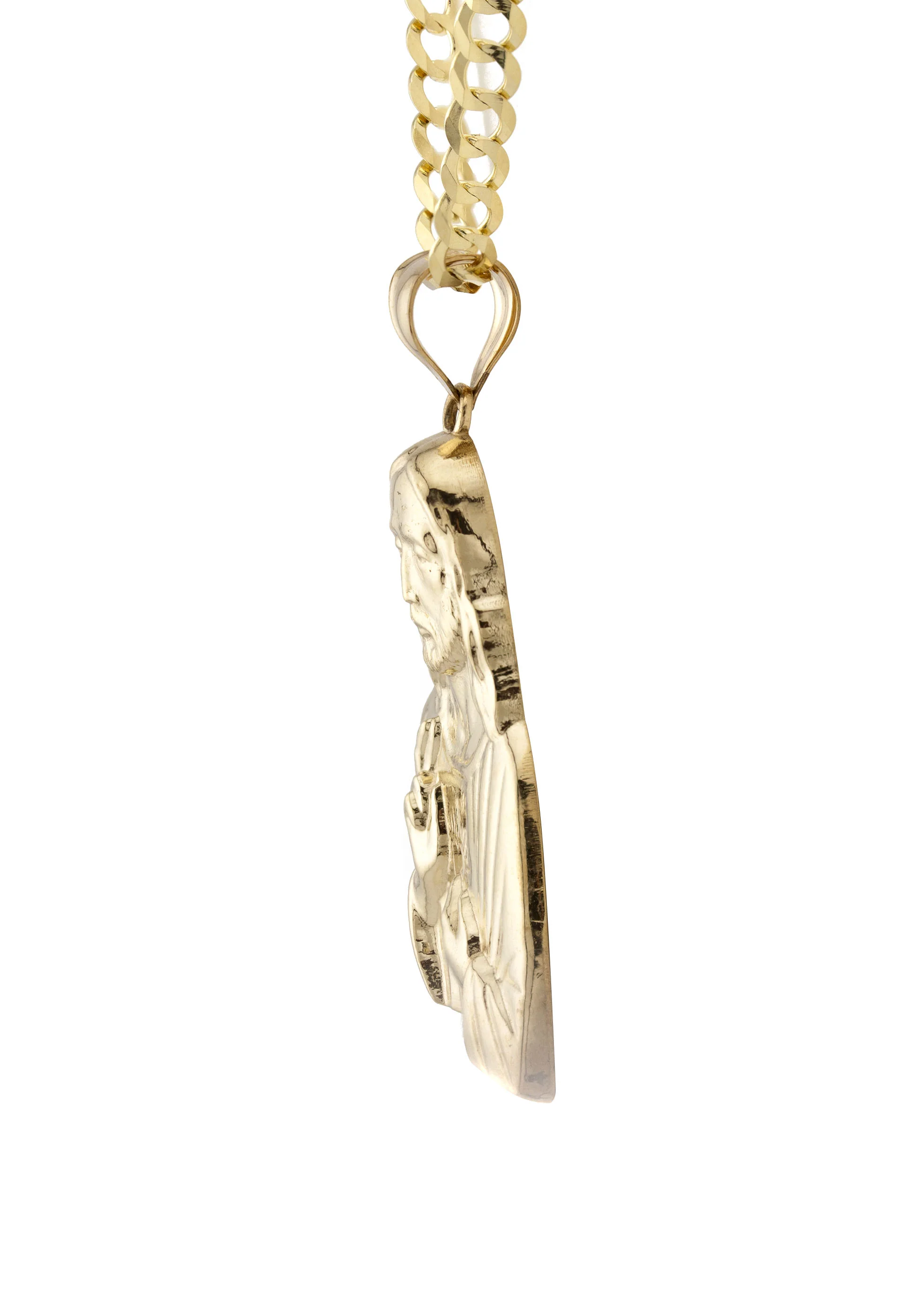 10K Yellow Gold Jesus Head Necklace | Small 8 Grams - Large 17 Grams - Image 4