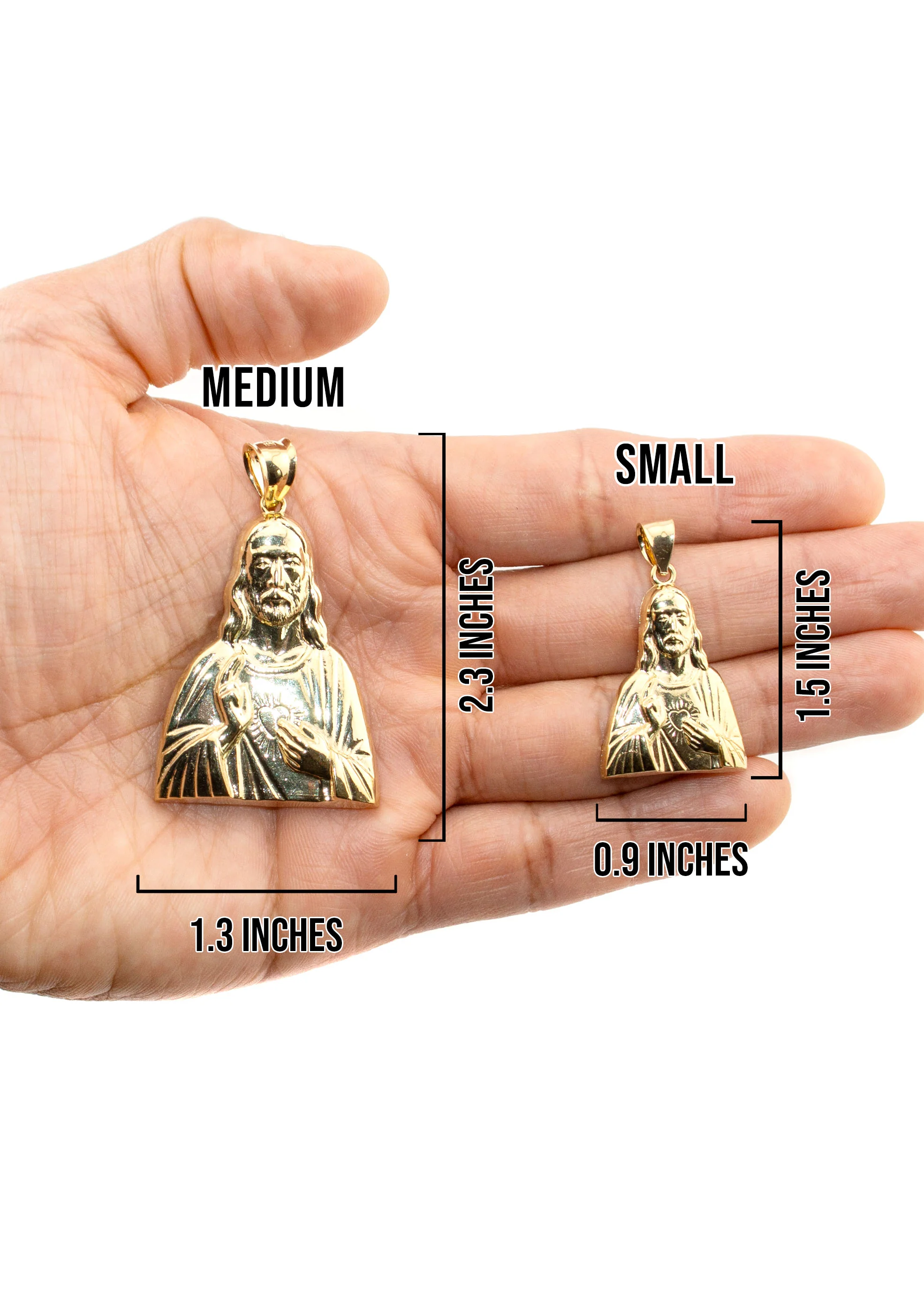 10K Yellow Gold Jesus Head Necklace | Small 8 Grams - Large 17 Grams - Image 5