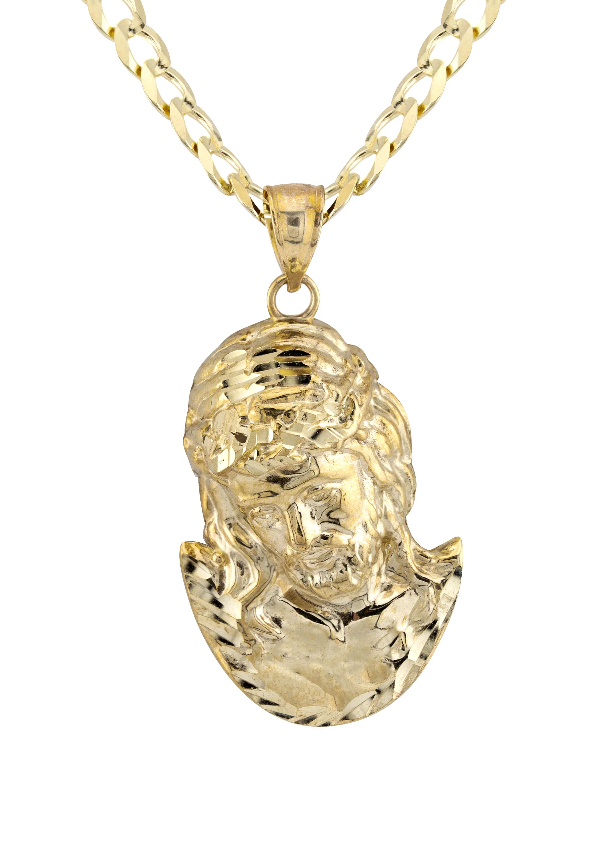 10K Yellow Gold Jesus Head Necklace | Small 6 Grams - Large 11 Grams - Image 2