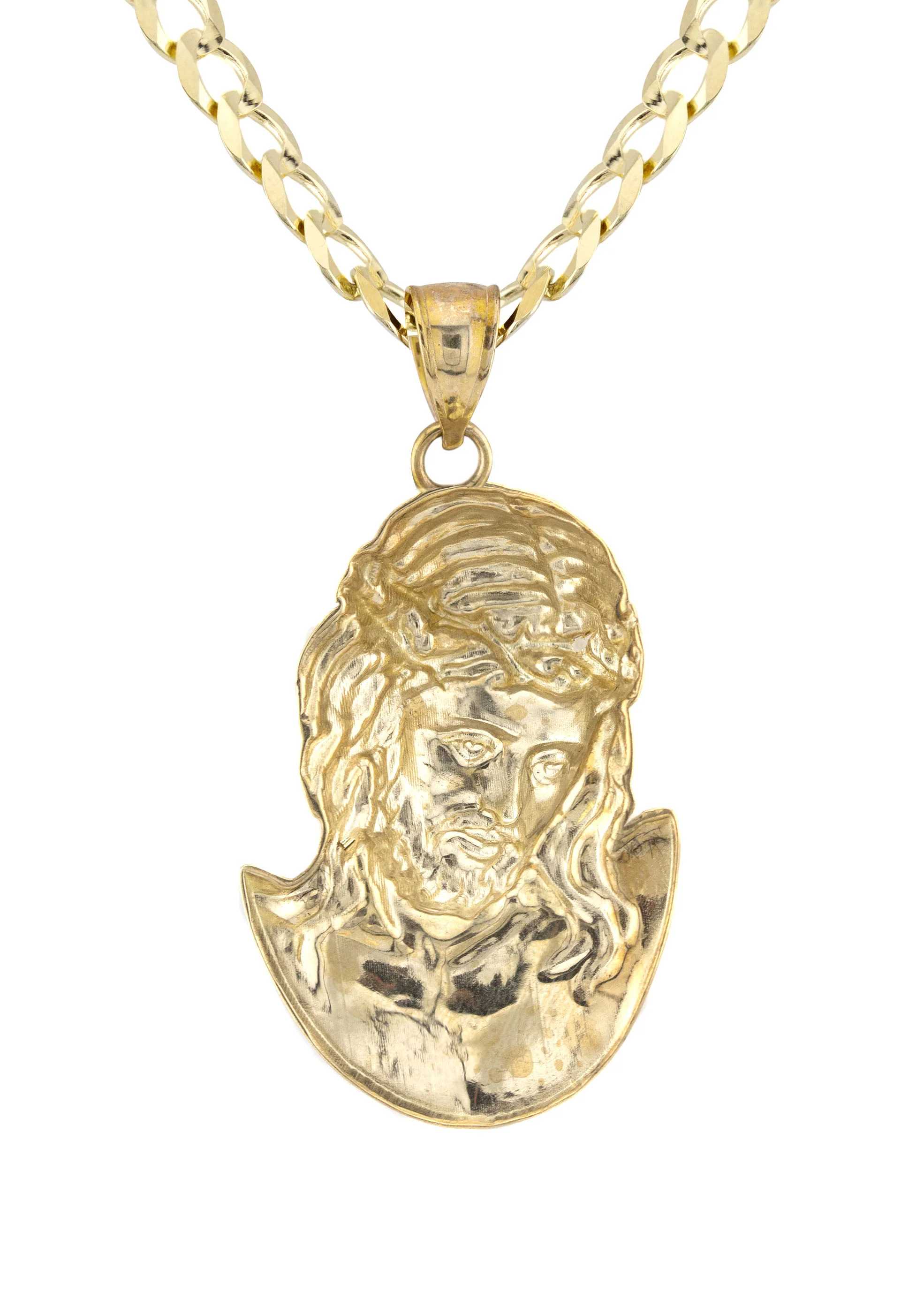 10K Yellow Gold Jesus Head Necklace | Small 6 Grams - Large 11 Grams - Image 3
