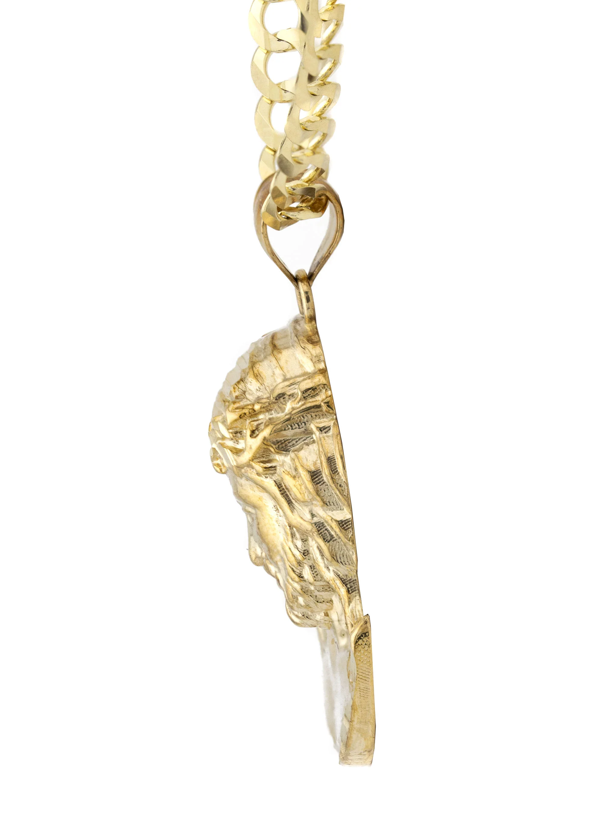 10K Yellow Gold Jesus Head Necklace | Small 6 Grams - Large 11 Grams - Image 4