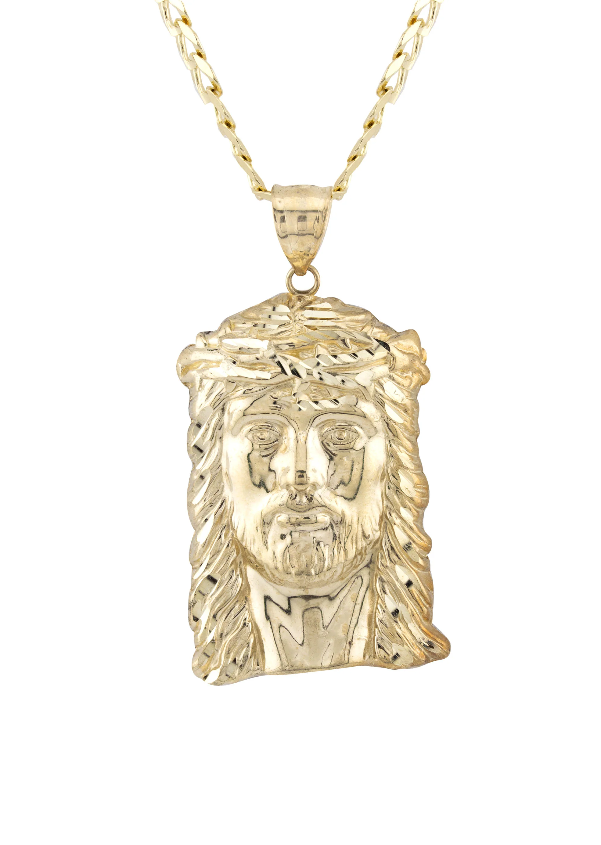 10K Yellow Gold Jesus Head Necklace | Small 5 Grams - Large 17 Grams - Image 2