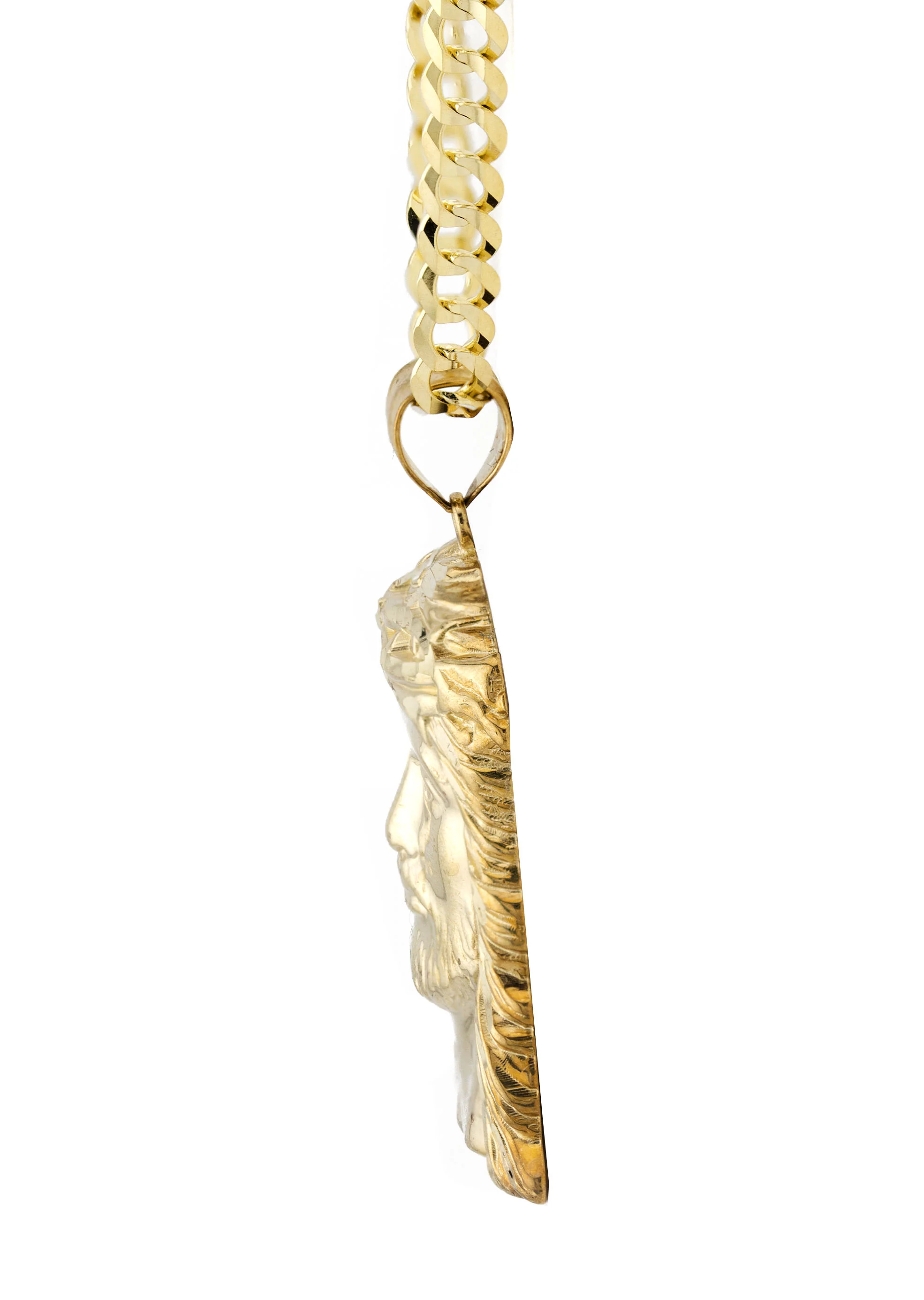 10K Yellow Gold Jesus Head Necklace | Small 5 Grams - Large 17 Grams - Image 4
