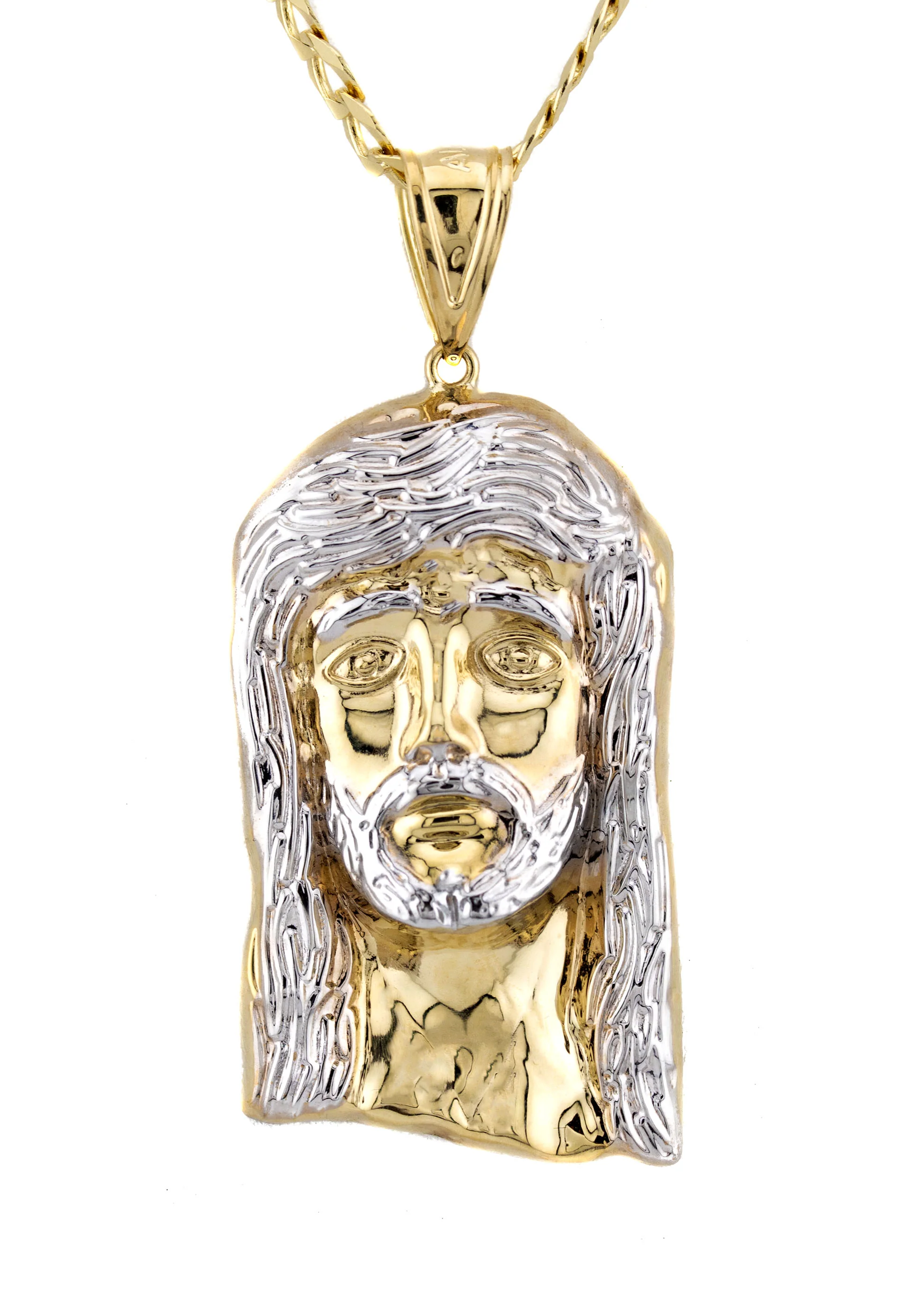 10K Yellow Gold Jesus Head Necklace | Small 5 Grams - Large 18 Grams - Image 2