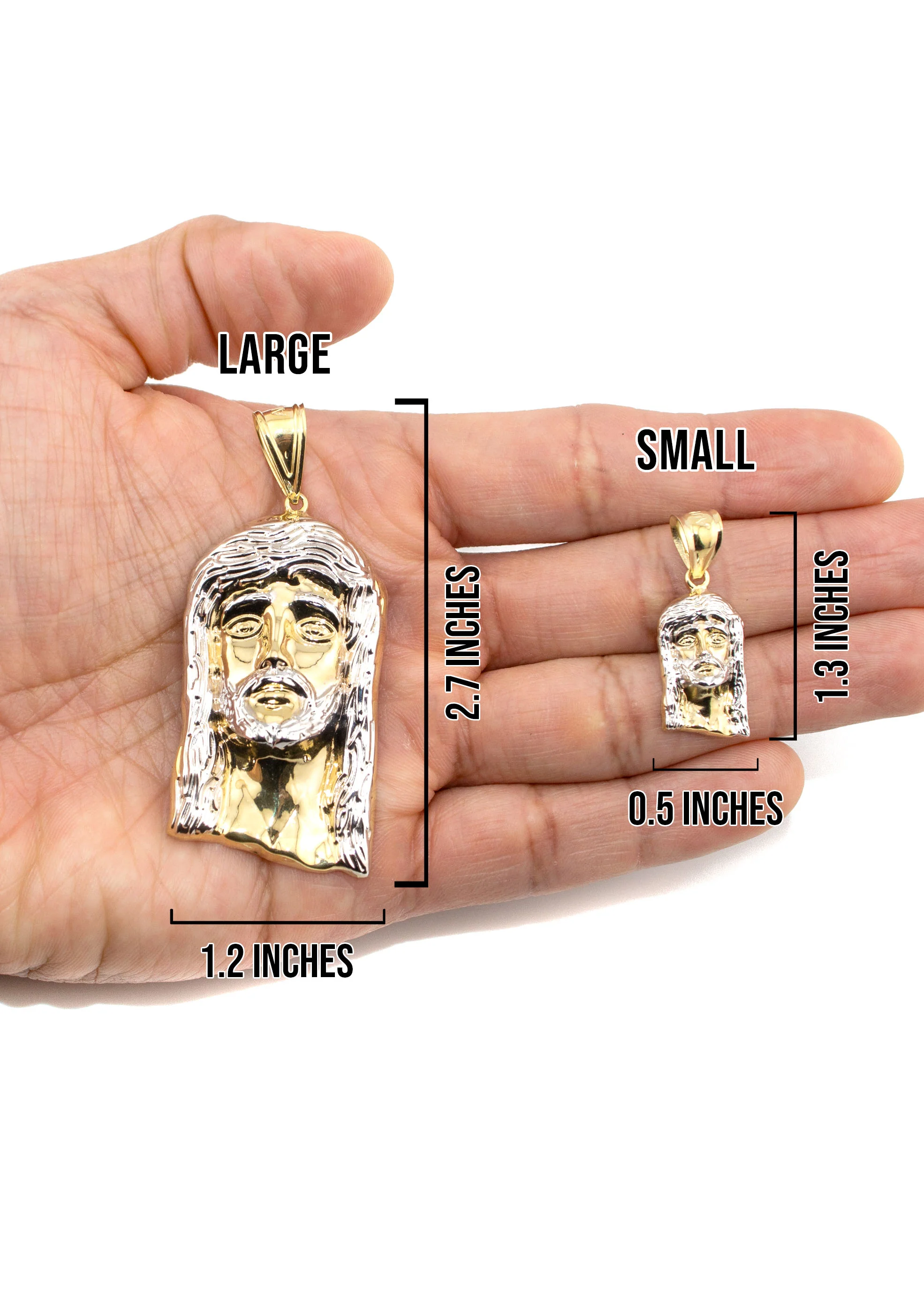 10K Yellow Gold Jesus Head Necklace | Small 5 Grams - Large 18 Grams - Image 5