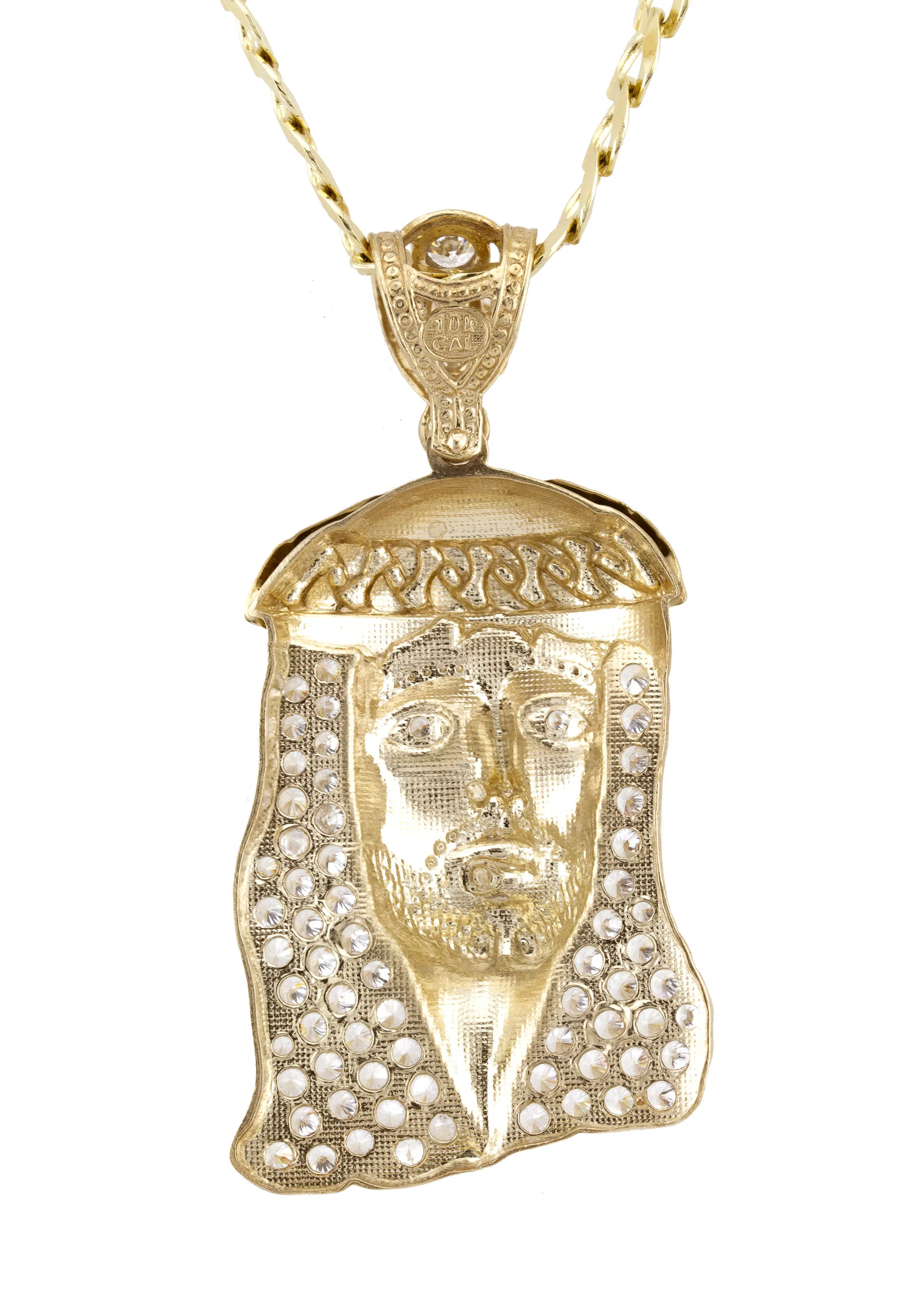 10K Yellow Gold Jesus Head Necklace | Small 9 Grams - Large 30 Grams - Image 3