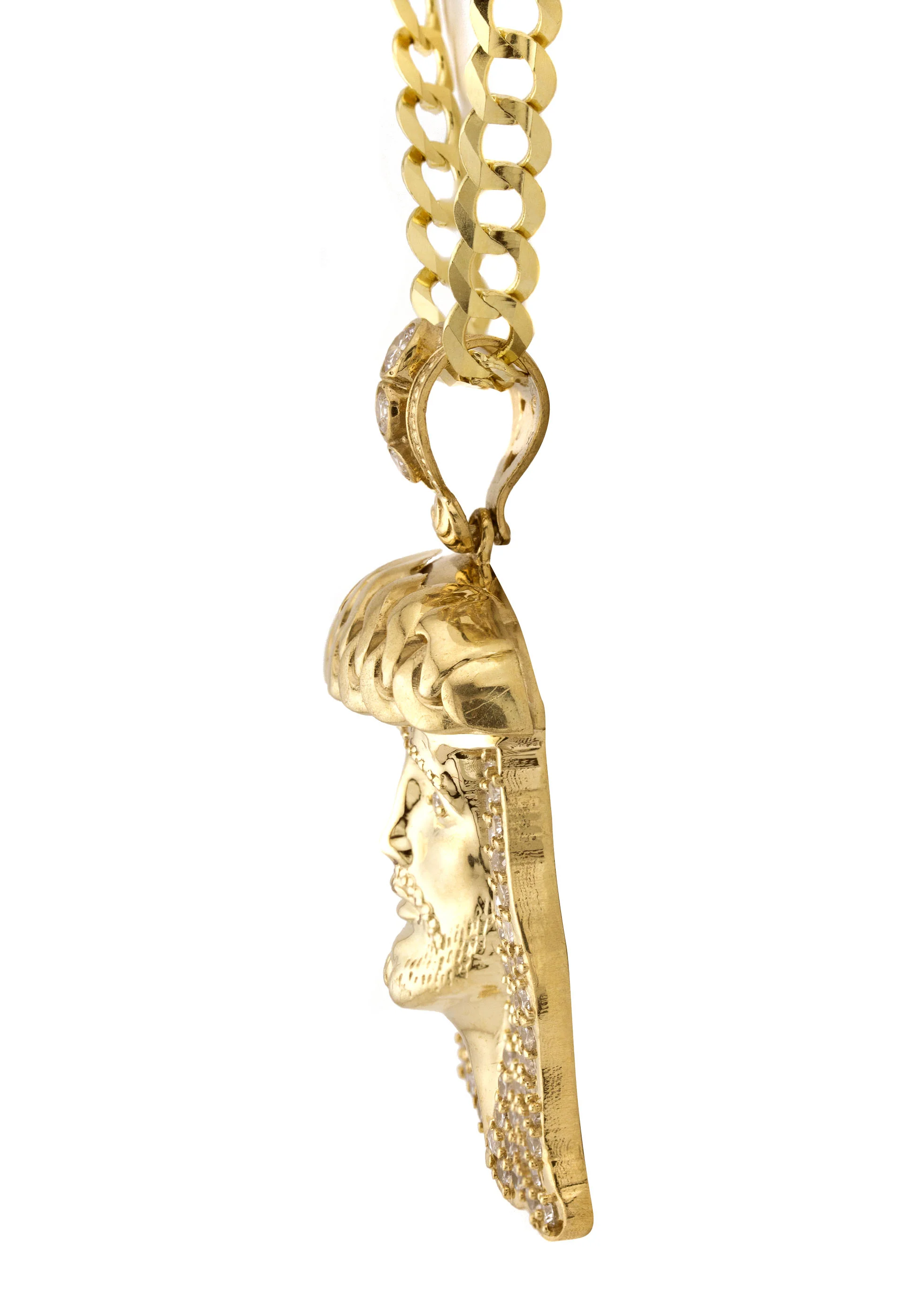 10K Yellow Gold Jesus Head Necklace | Small 9 Grams - Large 30 Grams - Image 4