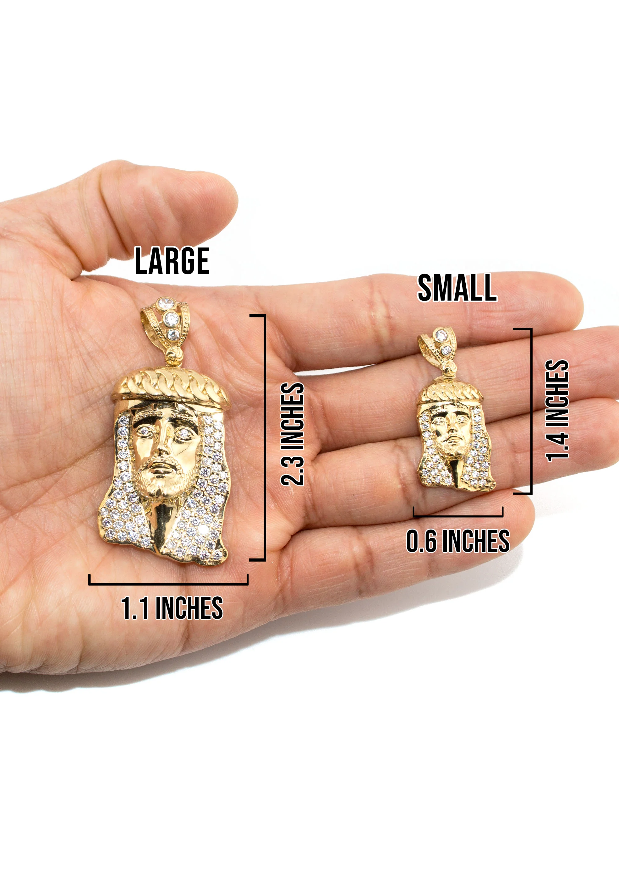 10K Yellow Gold Jesus Head Necklace | Small 9 Grams - Large 30 Grams - Image 5