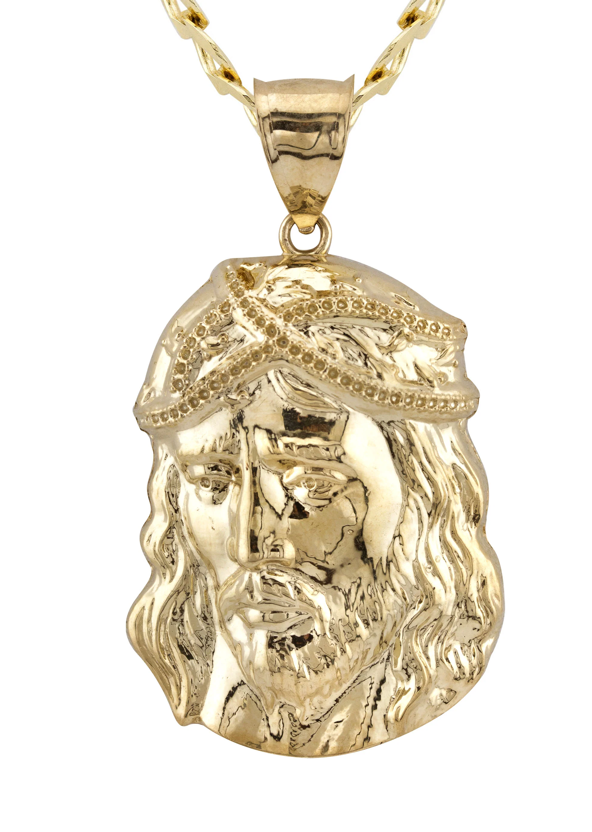 10K Yellow Gold Jesus Head Necklace | Small 4 Grams - Large 20 Grams - Image 2