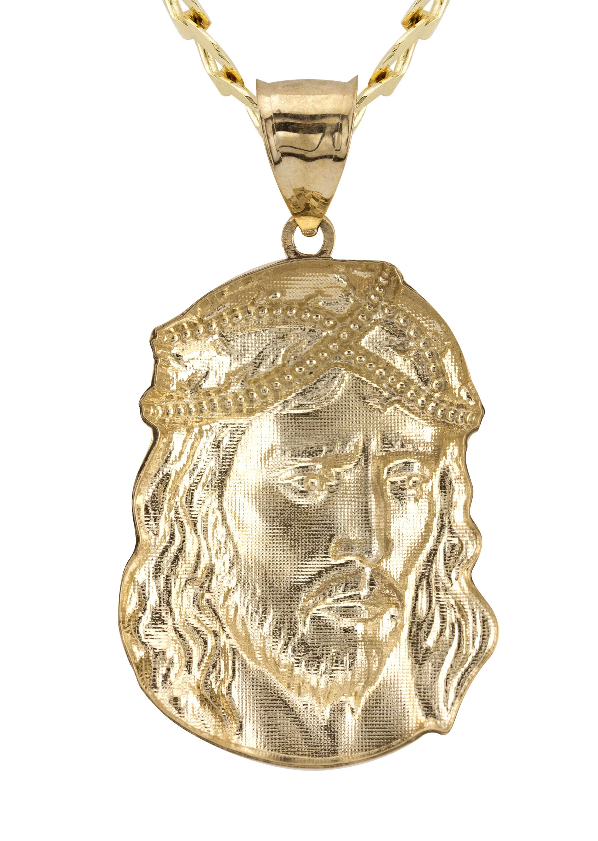 10K Yellow Gold Jesus Head Necklace | Small 4 Grams - Large 20 Grams - Image 3