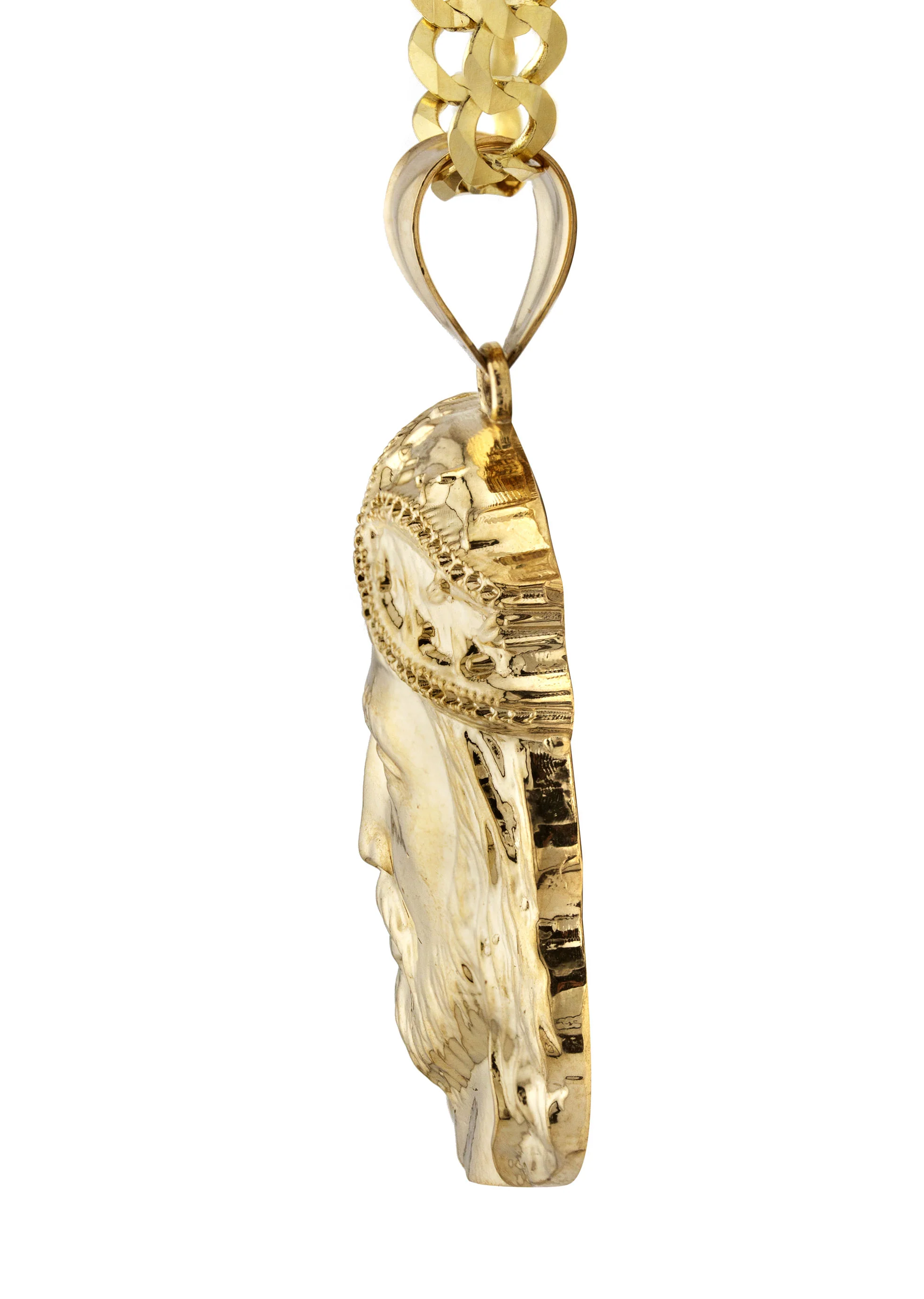 10K Yellow Gold Jesus Head Necklace | Small 4 Grams - Large 20 Grams - Image 4