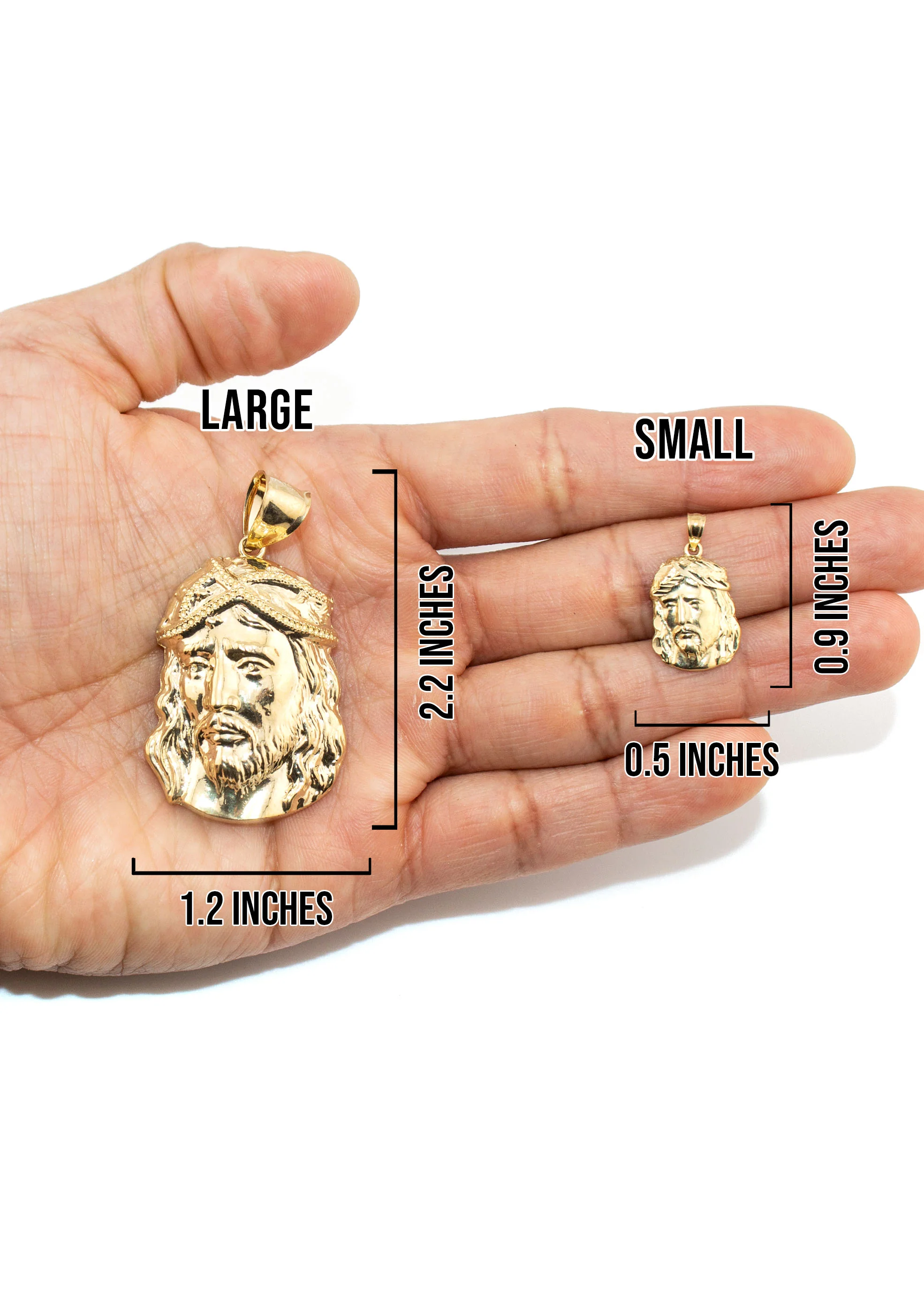 10K Yellow Gold Jesus Head Necklace | Small 4 Grams - Large 20 Grams - Image 5