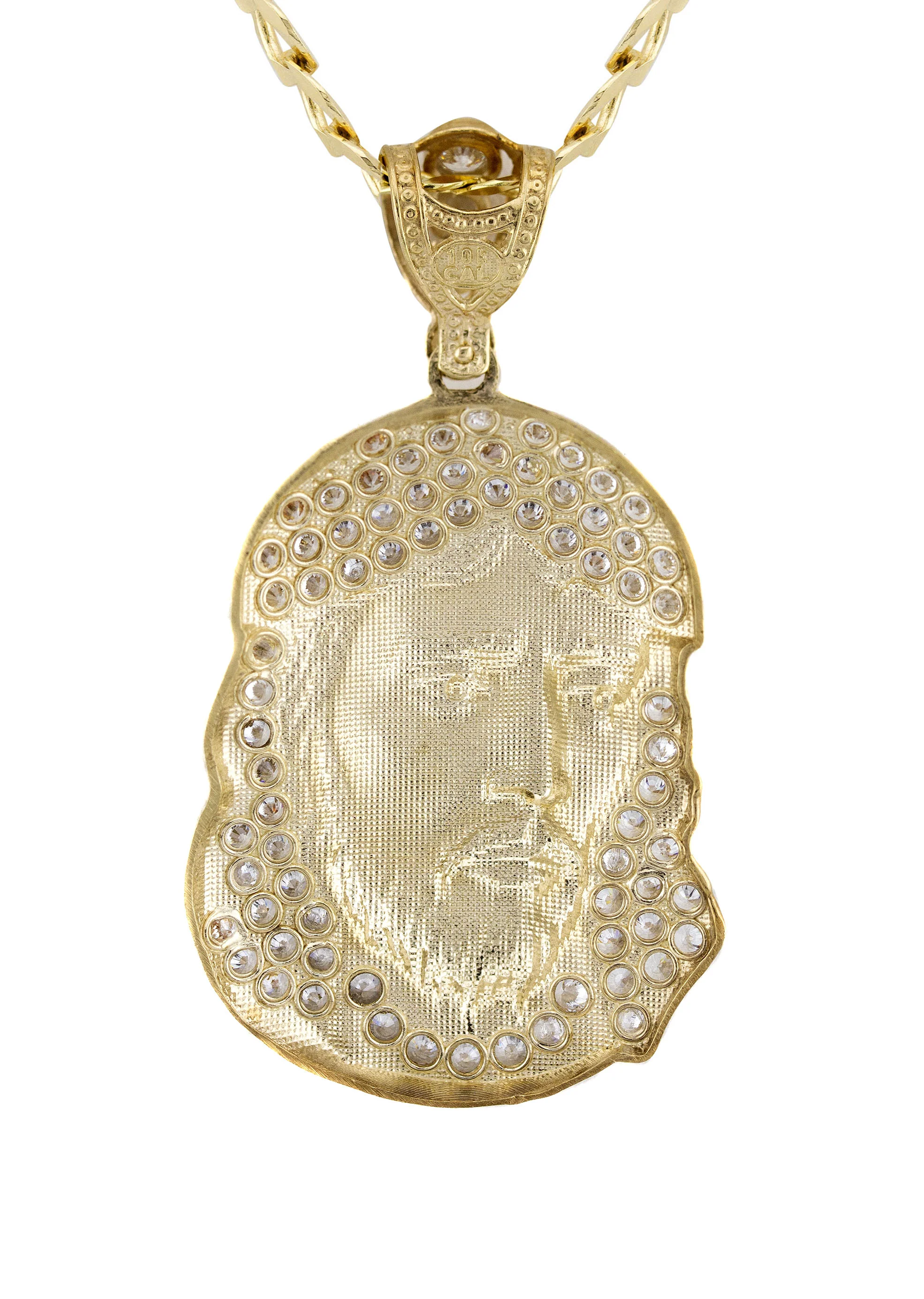 10K Yellow Gold Jesus Head Necklace | Small 9 Grams - Large 26 Grams - Image 3