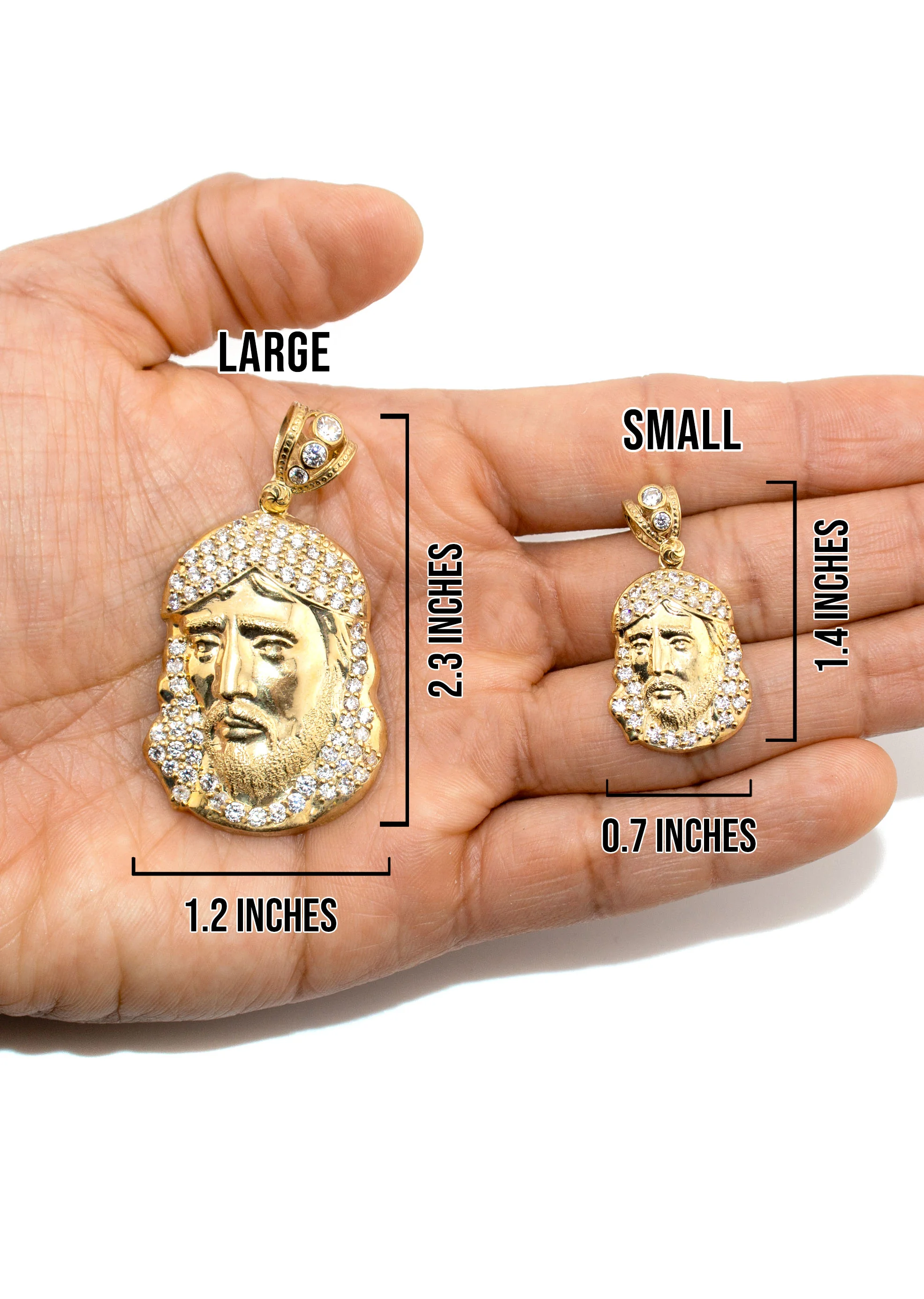 10K Yellow Gold Jesus Head Necklace | Small 9 Grams - Large 26 Grams - Image 5