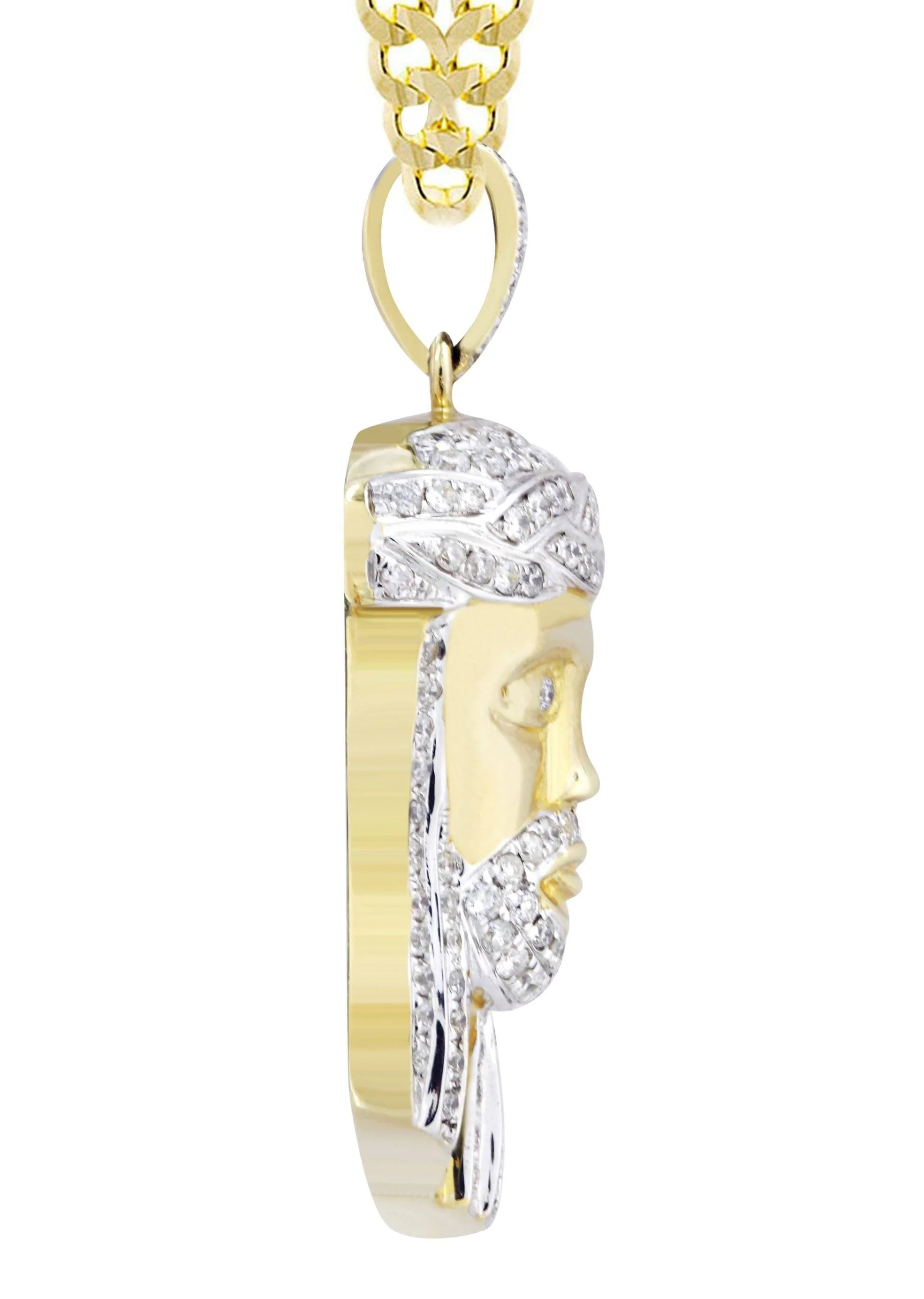 10K Yellow Gold Jesus Head Diamond Necklace | 1.19 Carats - Image 4