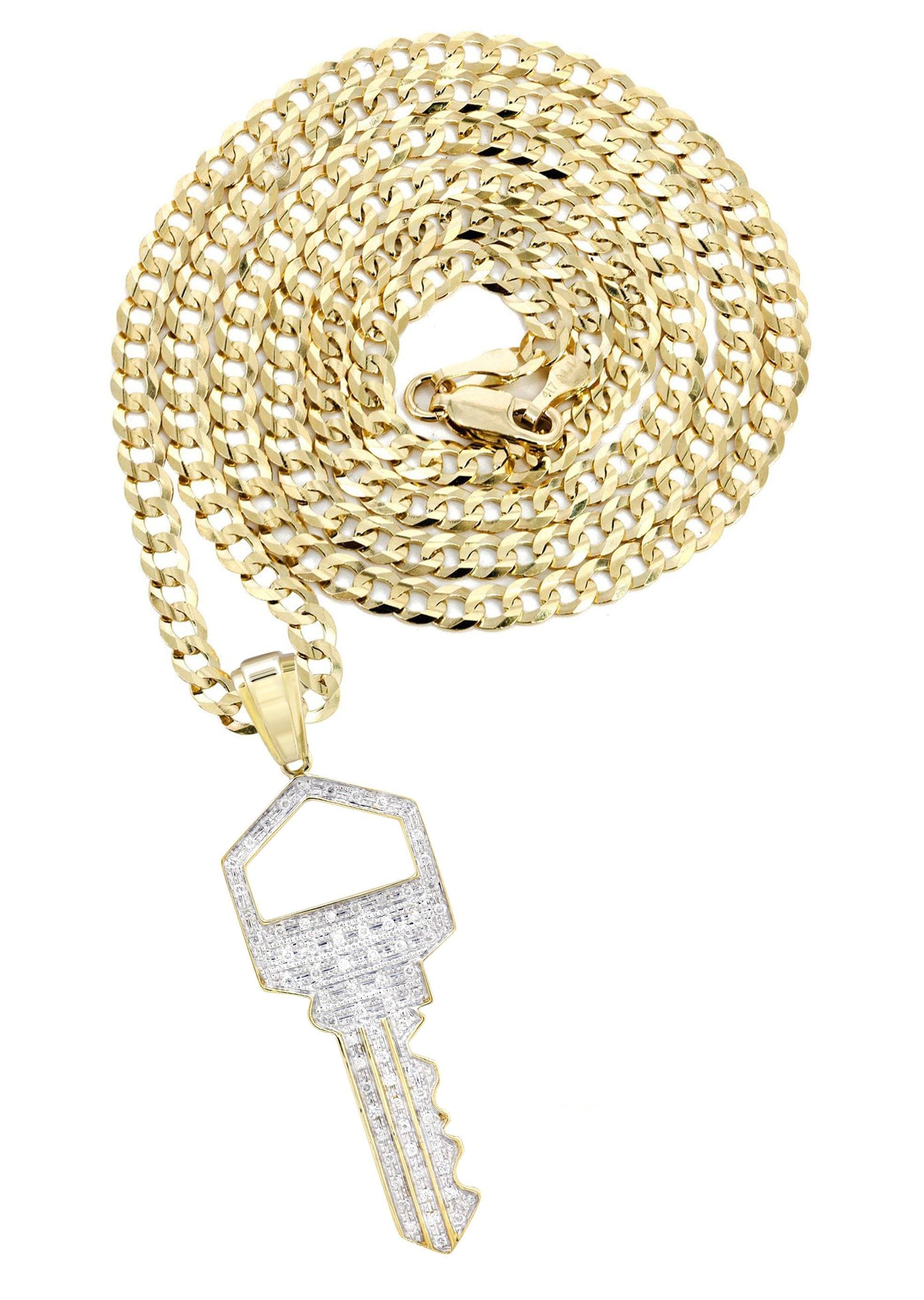 10K Yellow Gold Key Diamond Necklace | 0.45 Carats