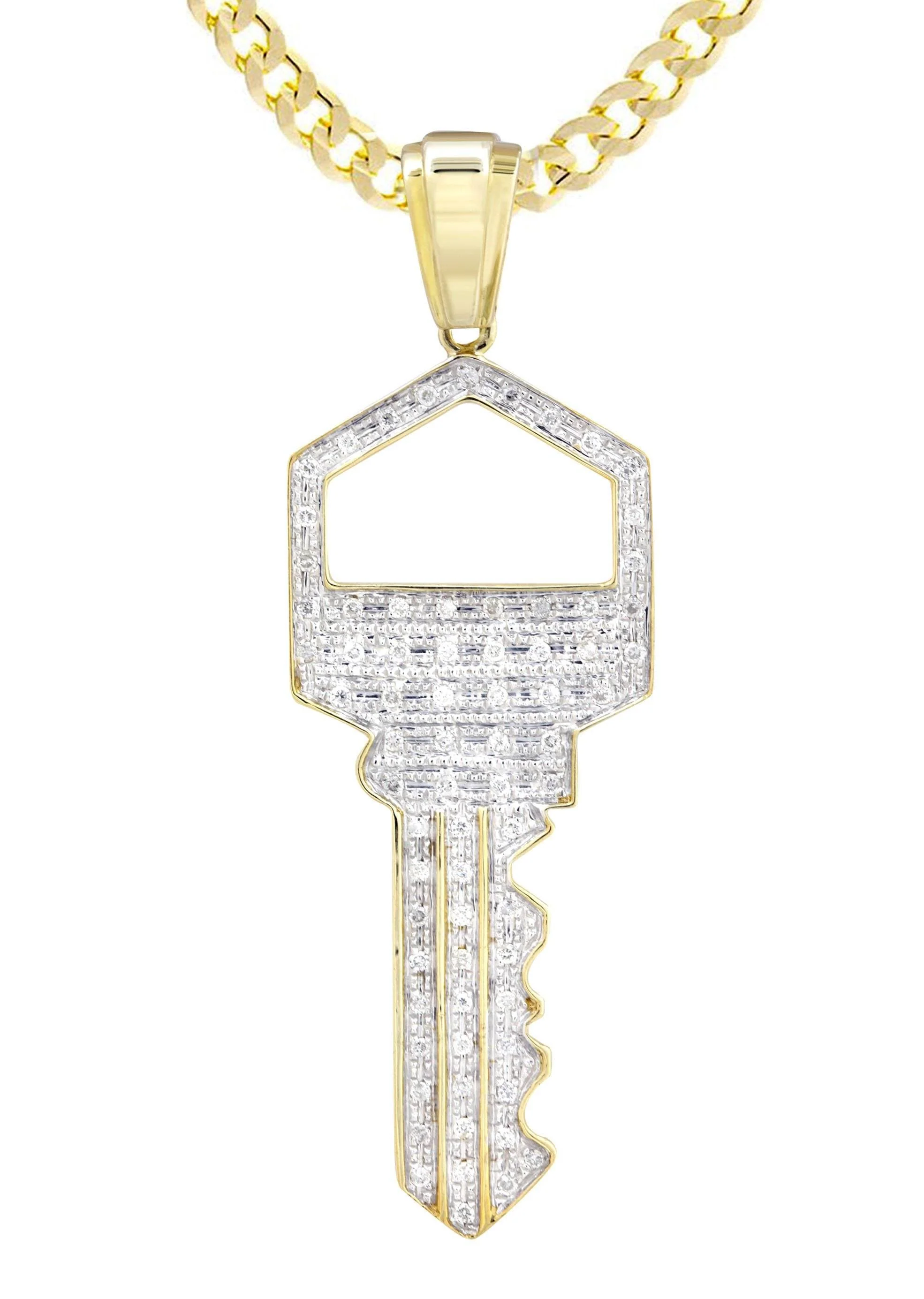 10K Yellow Gold Key Diamond Necklace | 0.45 Carats - Image 2
