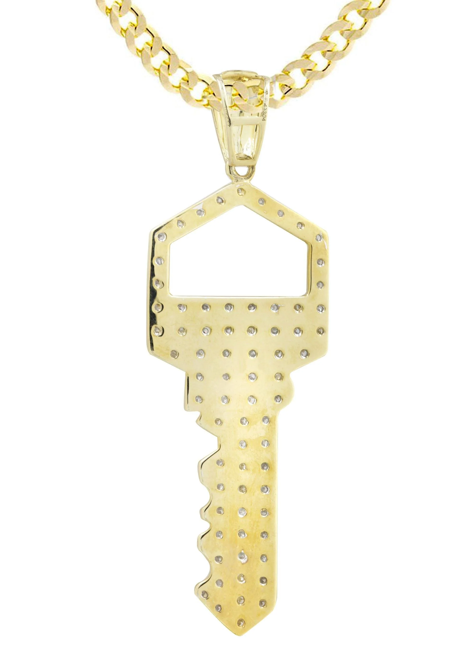 10K Yellow Gold Key Diamond Necklace | 0.45 Carats - Image 3