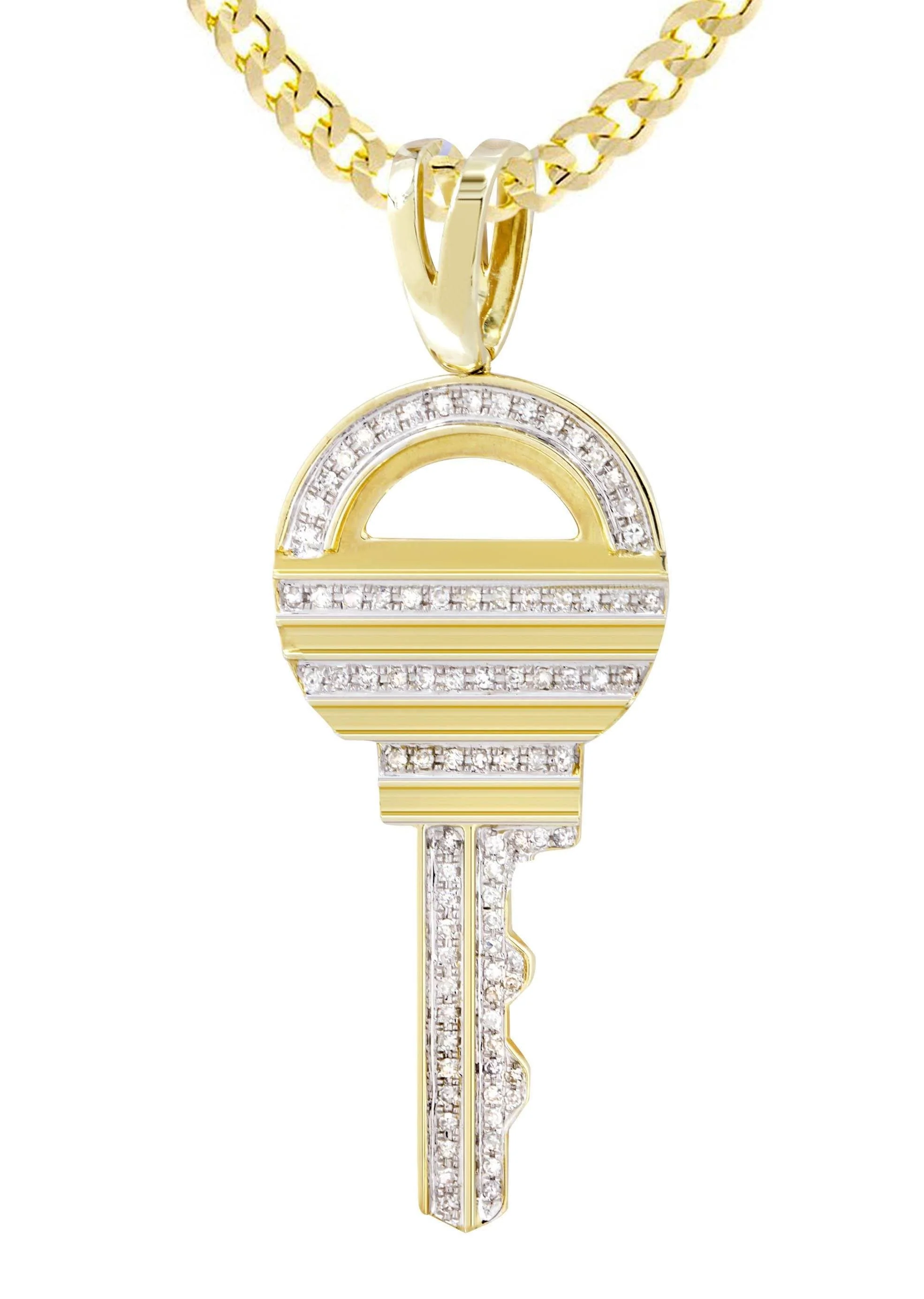 10K Yellow Gold Key Diamond Necklace  | 0.55 Carats - Image 2