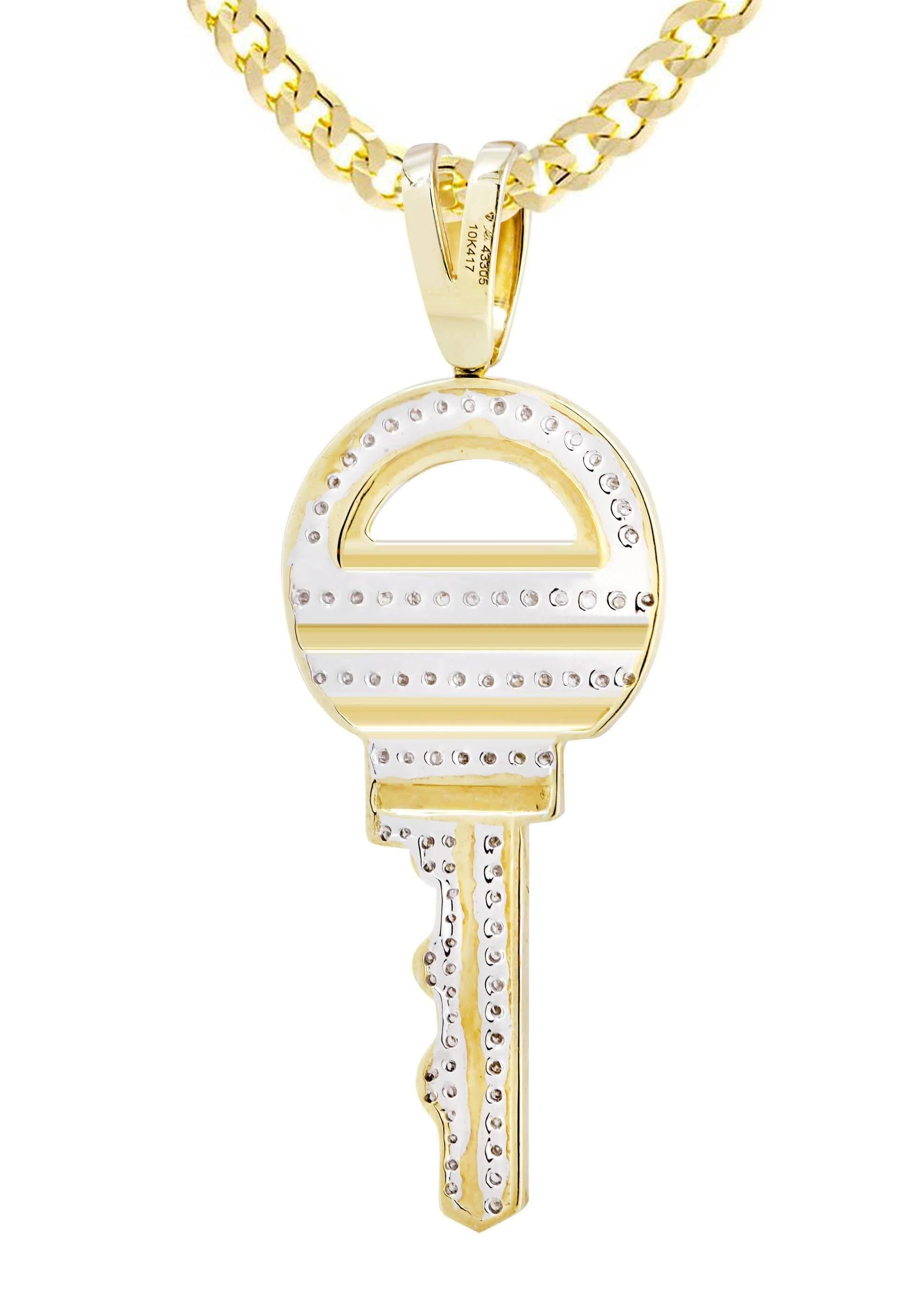 10K Yellow Gold Key Diamond Necklace  | 0.55 Carats - Image 3
