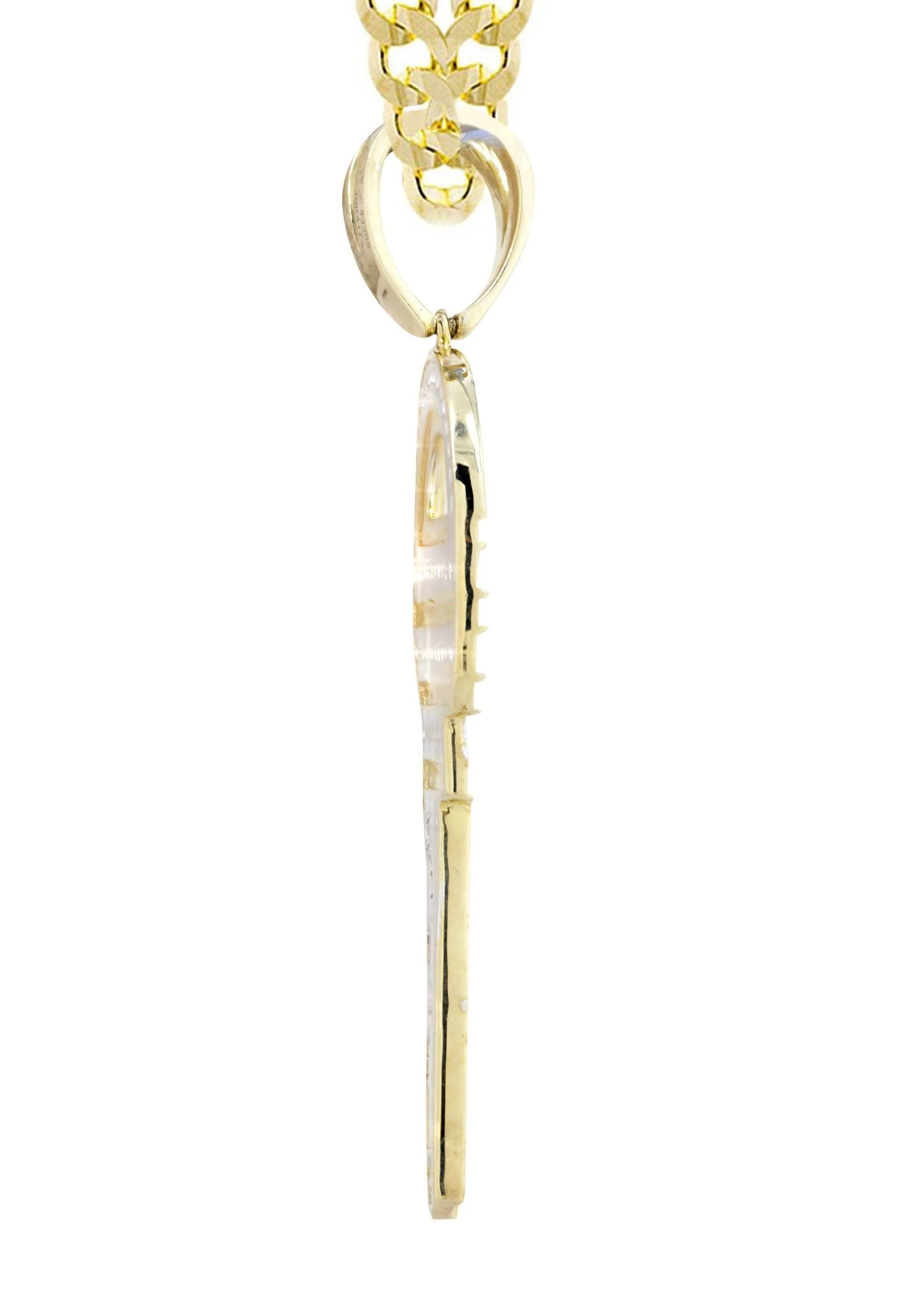 10K Yellow Gold Key Diamond Necklace  | 0.55 Carats - Image 4