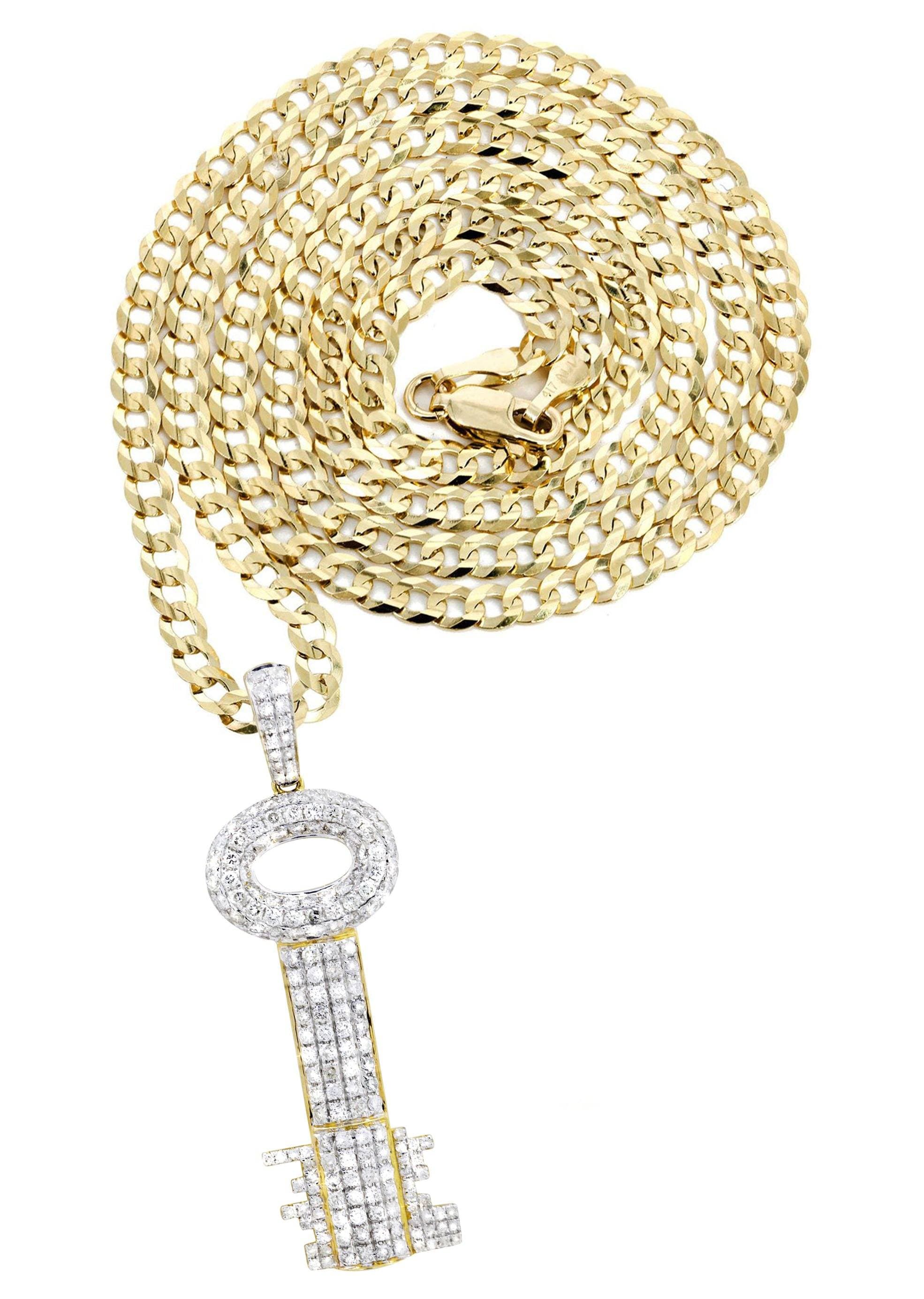 10K Yellow Gold Key Diamond Necklace | 2.78 Carats
