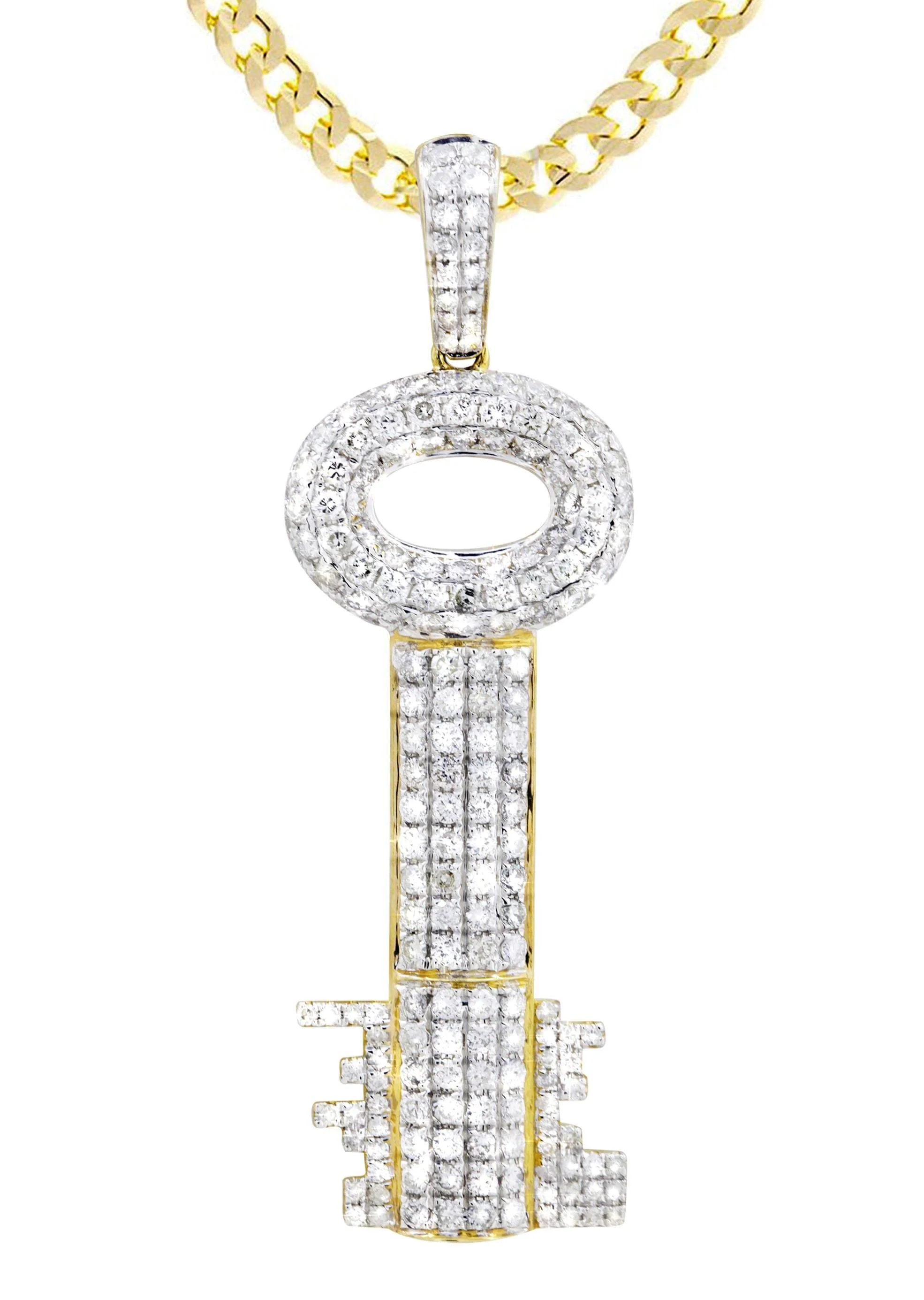 10K Yellow Gold Key Diamond Necklace | 2.78 Carats - Image 2