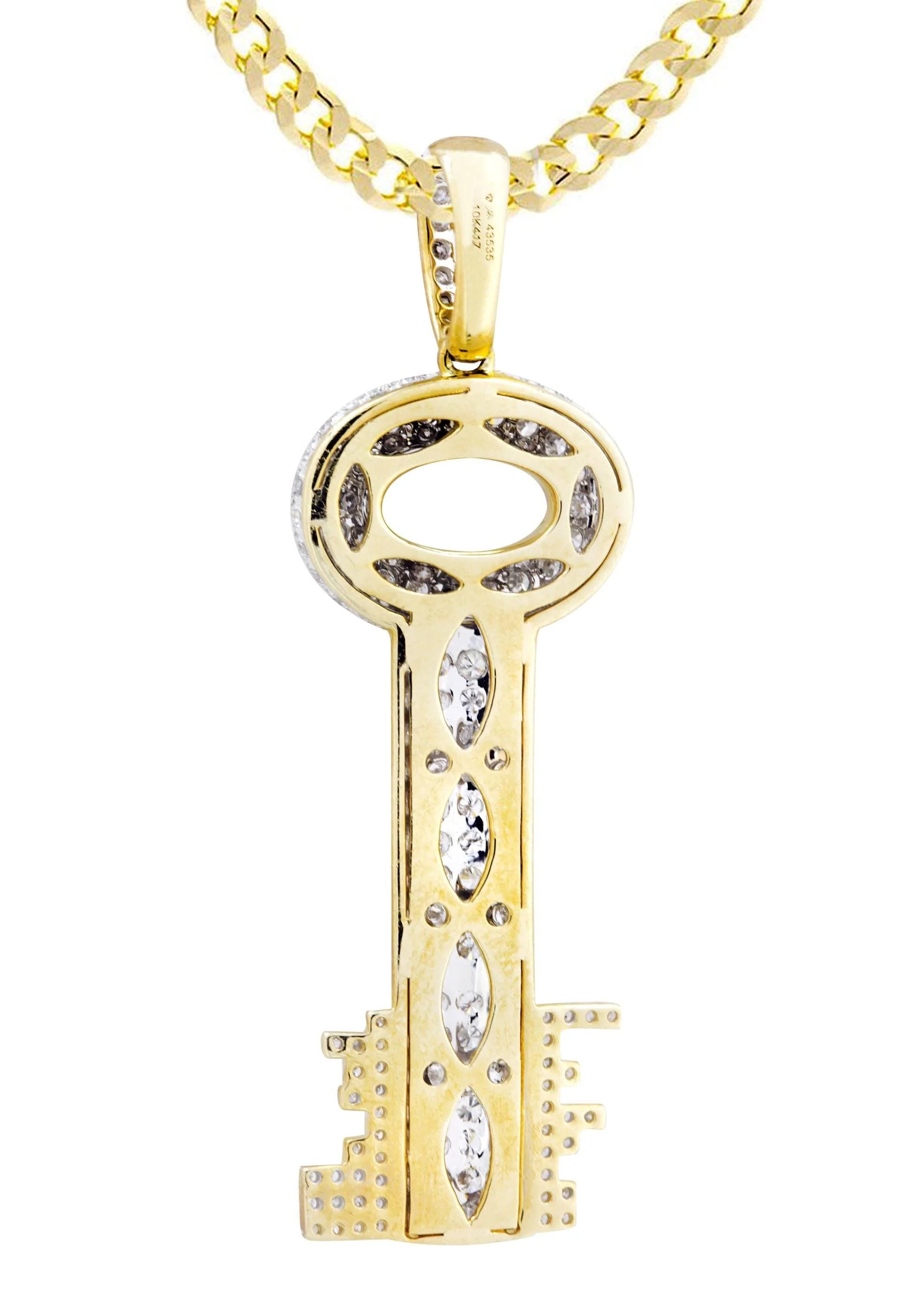 10K Yellow Gold Key Diamond Necklace | 2.78 Carats - Image 3