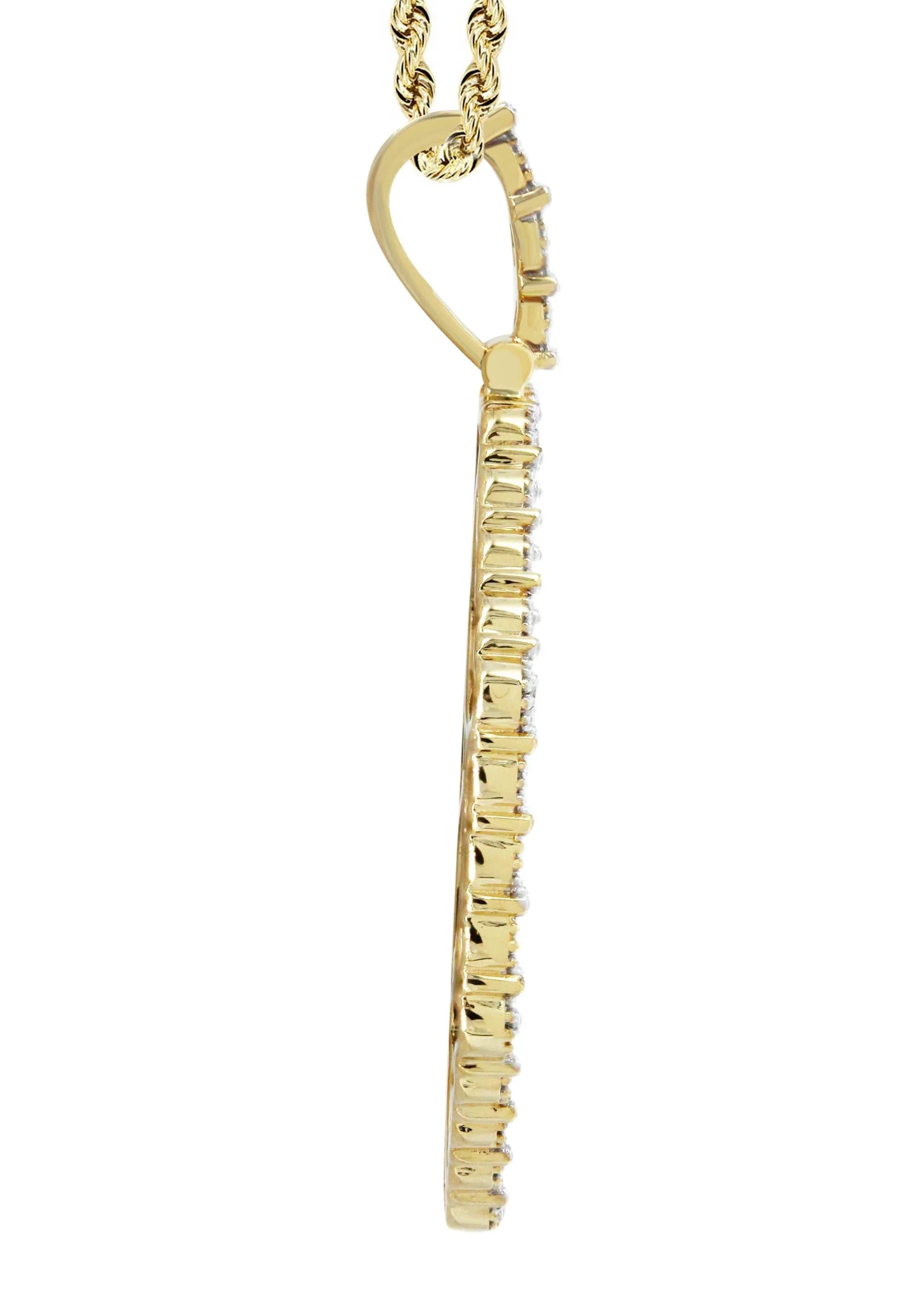 10K Yellow Gold Large Diamond Heart Picture Pendant Necklace | Appx. 24 Grams - Image 3