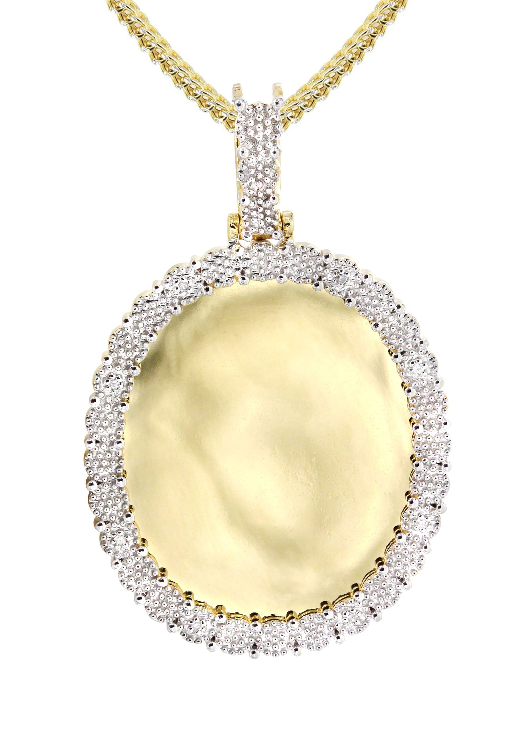 10K Yellow Gold Large Diamond Oval Picture Pendant Necklace | Appx. 23 Grams - Image 2