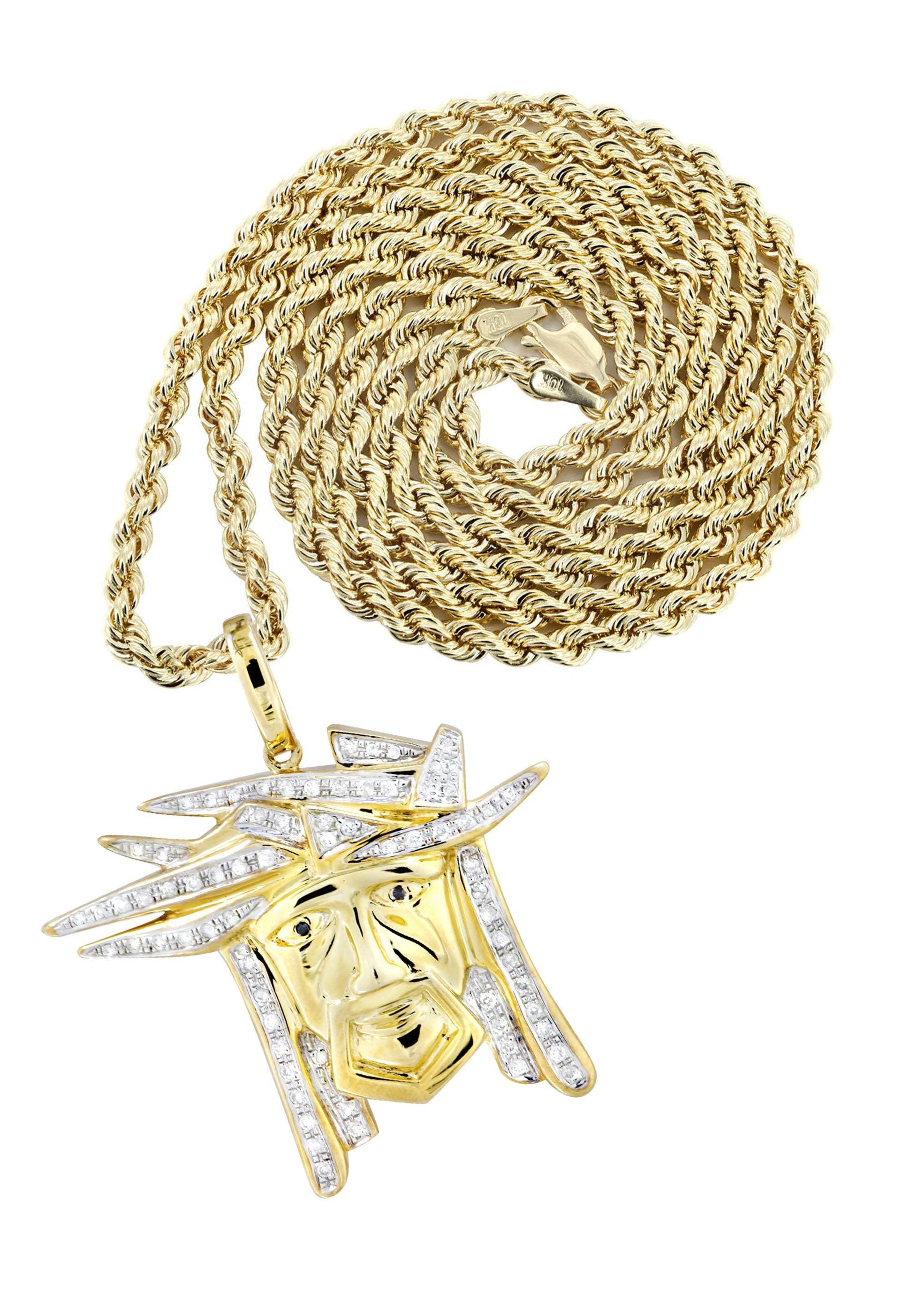 10K Yellow Gold Jesus Diamond Necklace | 0.42 Carats
